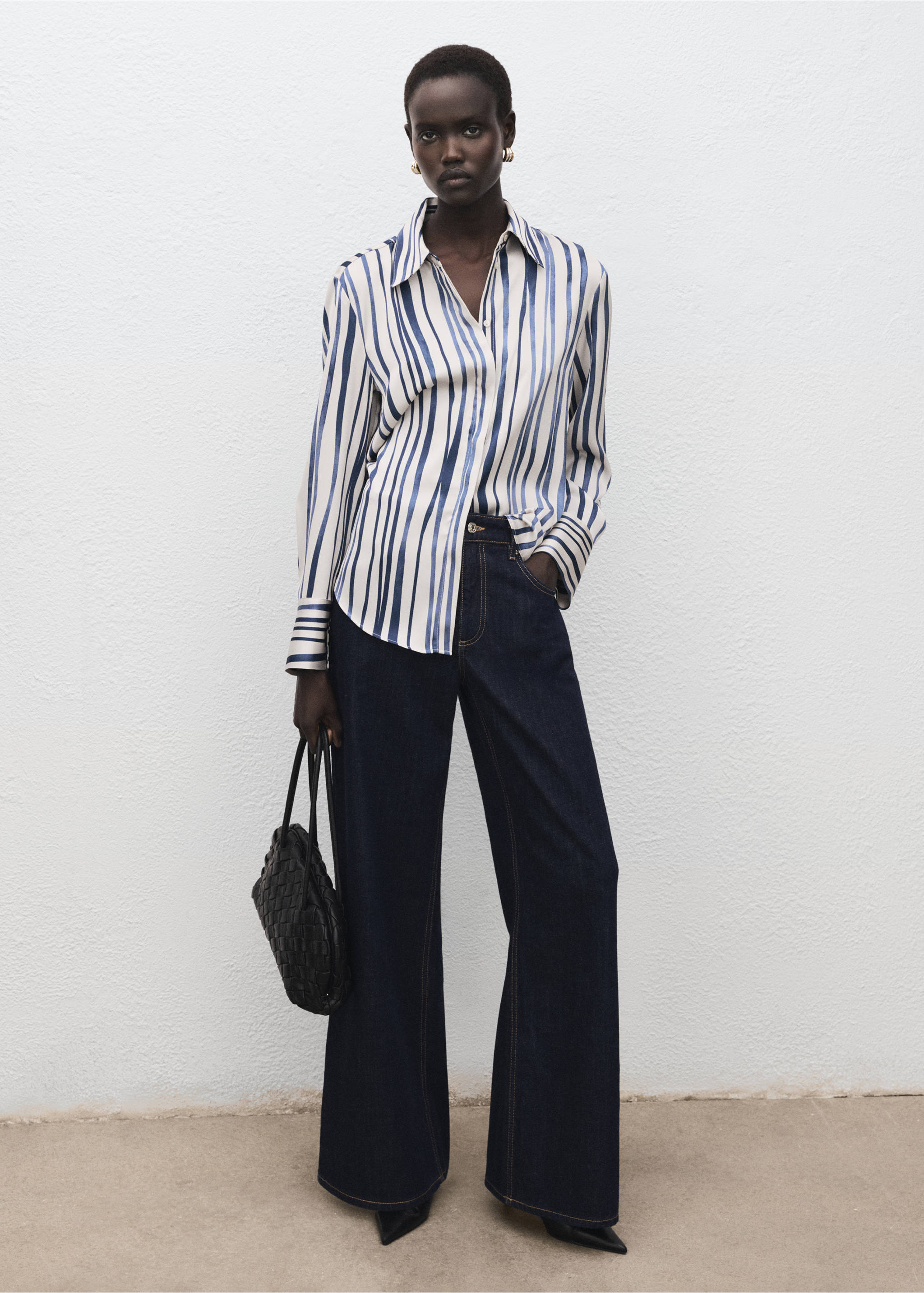 Camisa fluida estampada - Plano general, Azul marino. Ref: 27061277-00.