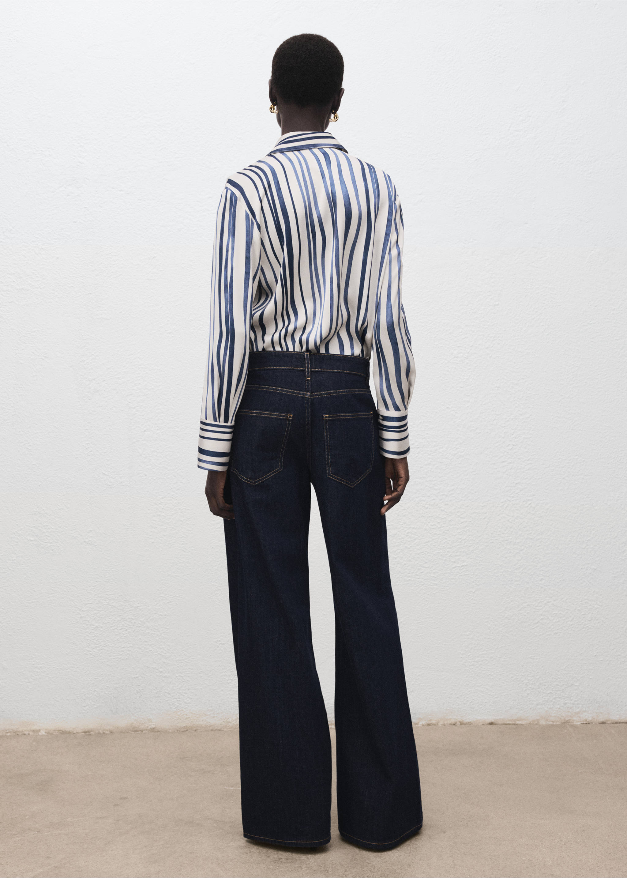 Camisa fluida estampada - Reverso del artículo, Azul marino. Ref: 27061277-00.