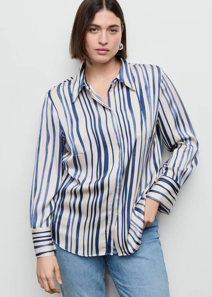 Flowy printed shirt — Navy