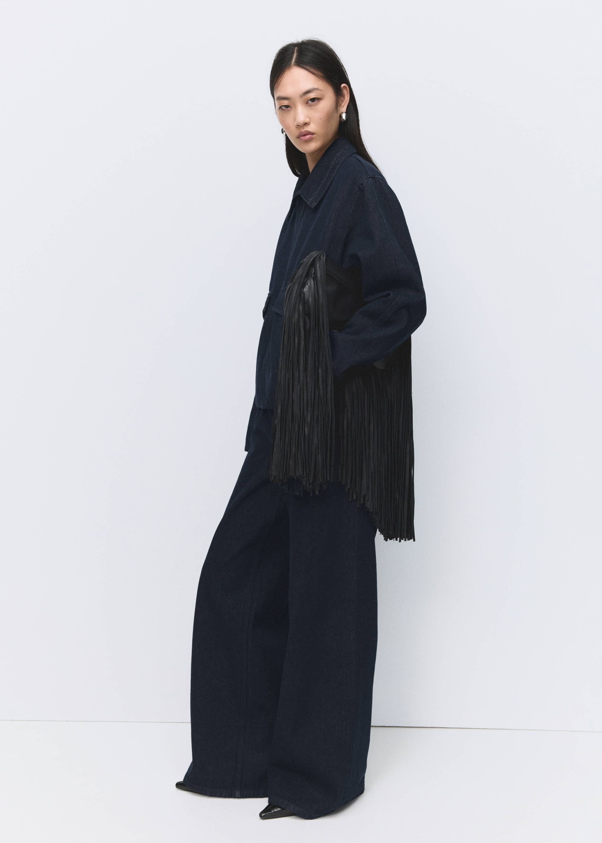 High-rise wide leg rinse-wash jeans - General plane