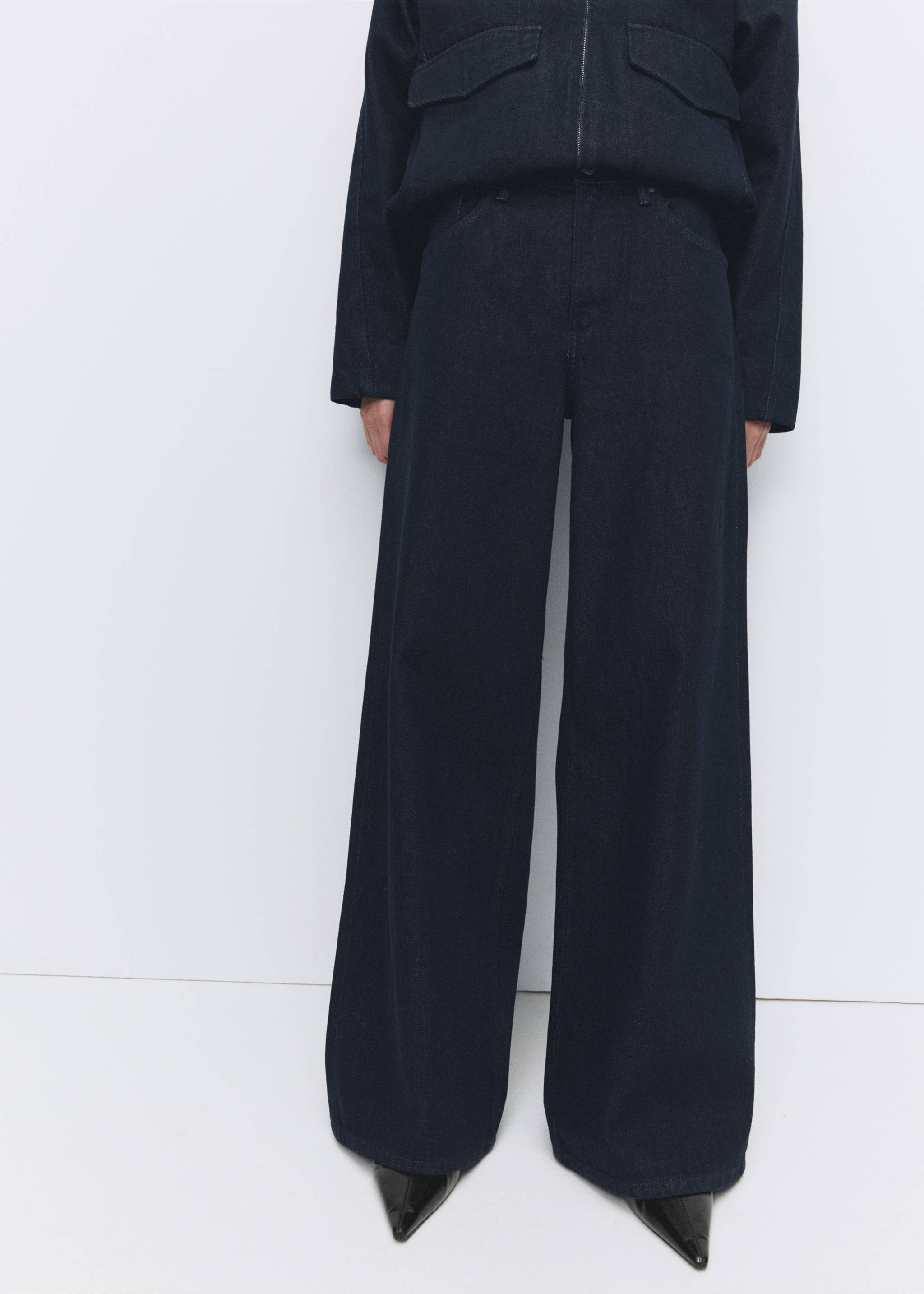 Džíny wideleg s vysokým pasem rinse wash - Náhled ve středové rovině, Modrá. Ref: 27061278-00.