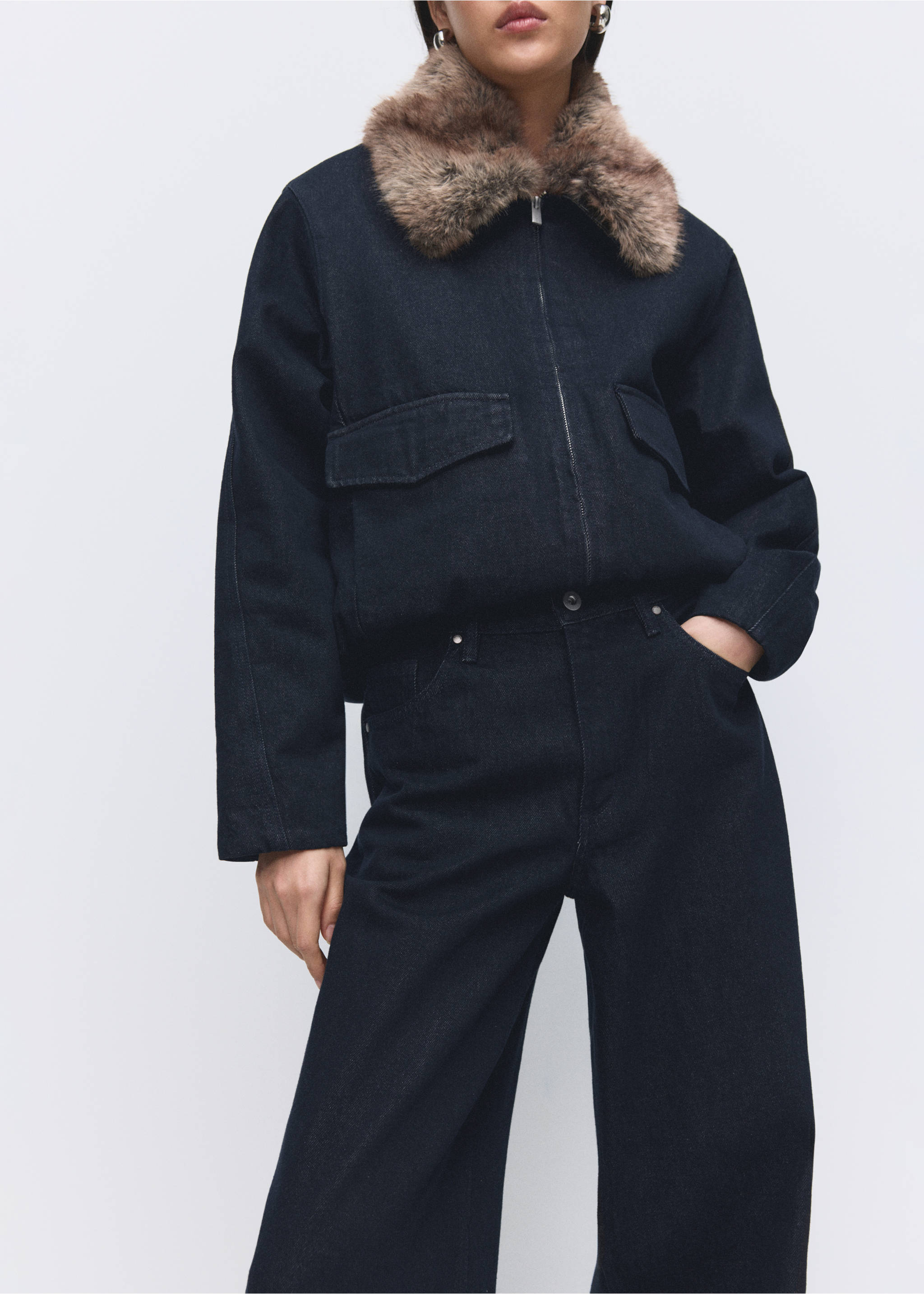 Džíny wideleg s vysokým pasem rinse wash - Detail zboží 6, Modrá. Ref: 27061278-00.