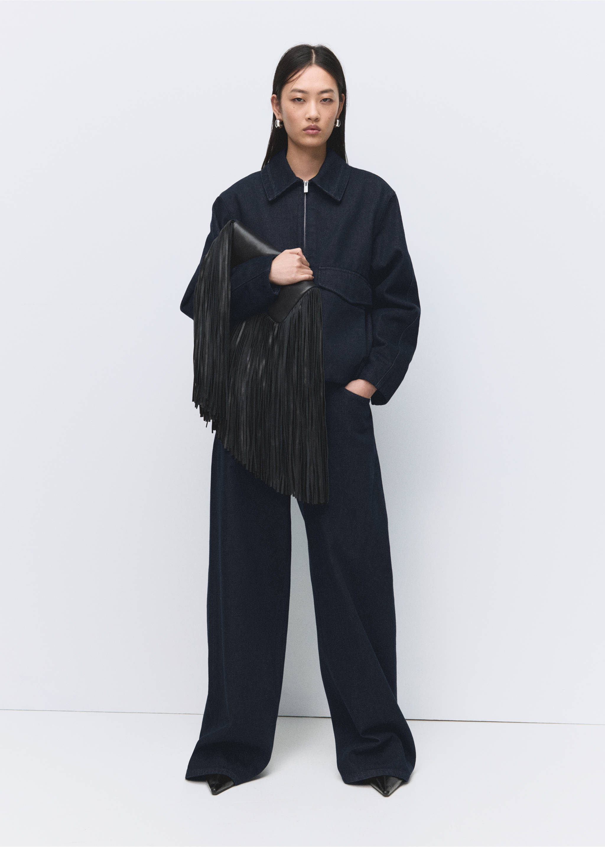 Džíny wideleg s vysokým pasem rinse wash - Detail zboží 2, Modrá. Ref: 27061278-00.