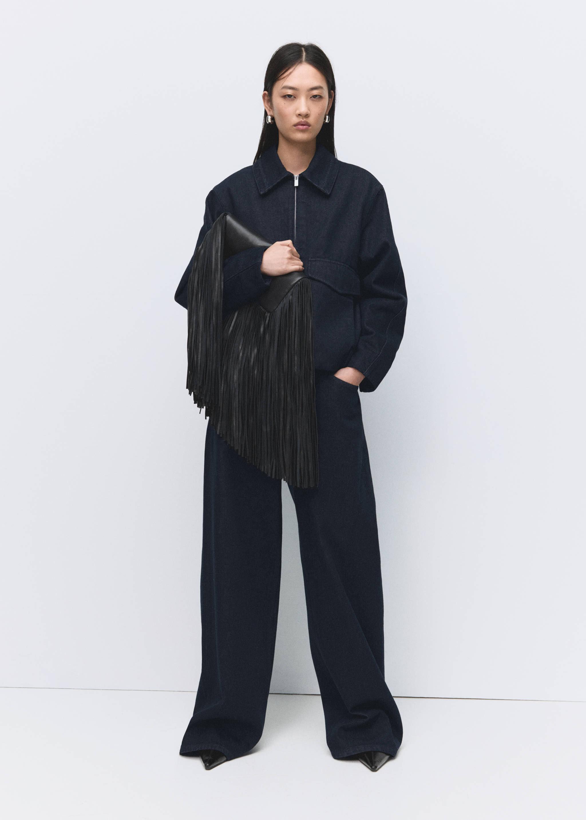 High-rise wide leg rinse-wash jeans - Details of the article 2