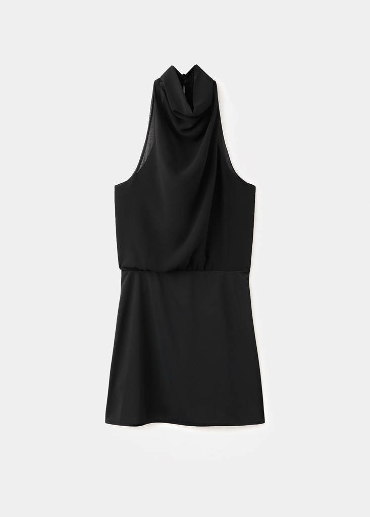 Halter-neck dress with bow — Black