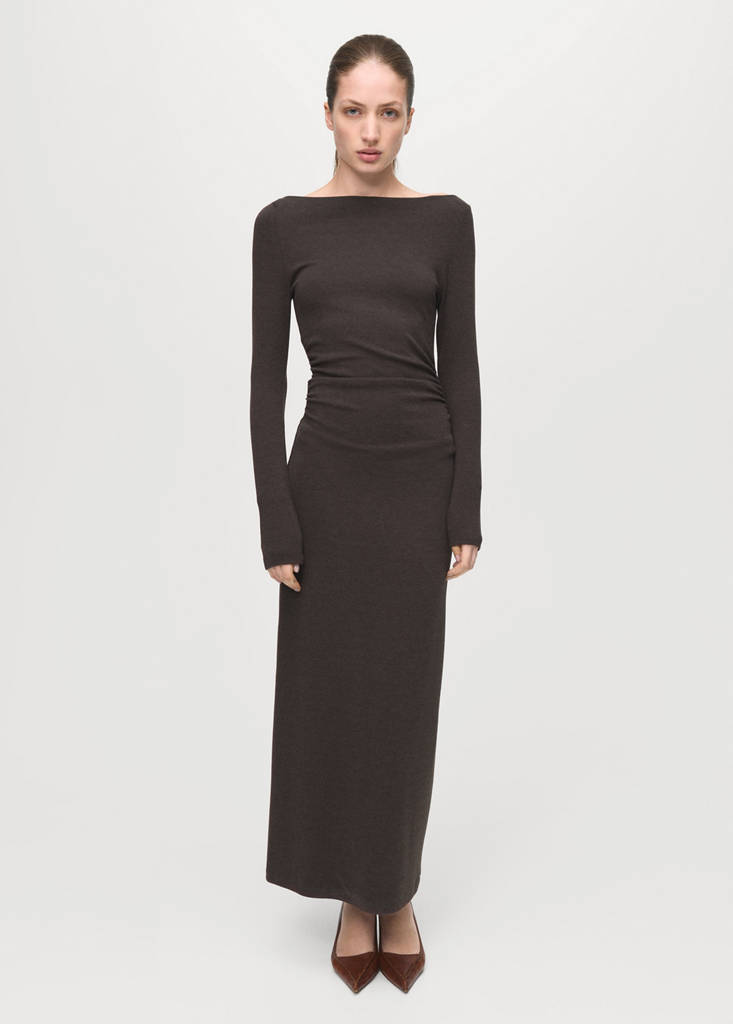 Fitted sweater dress — Brown