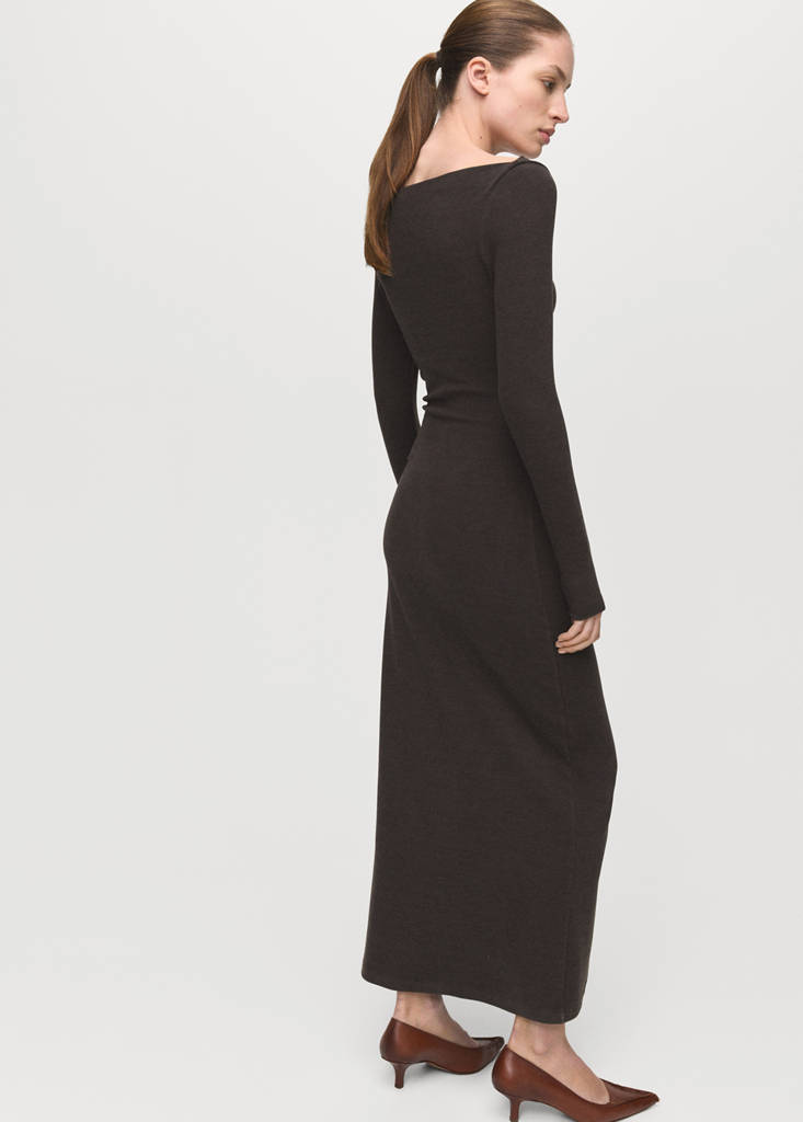 Fitted sweater dress — Brown