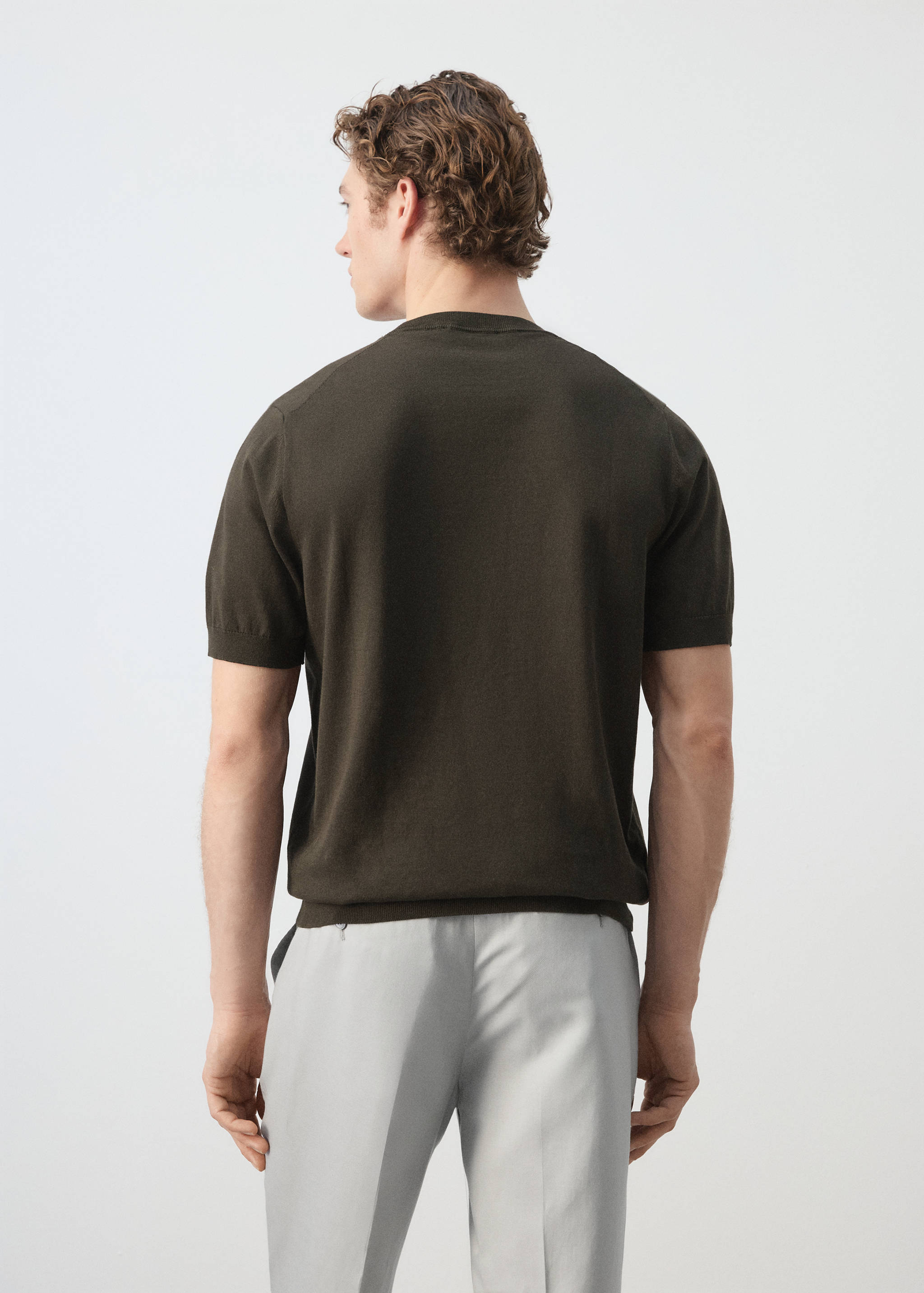 100%纯棉细线针织T恤 - null