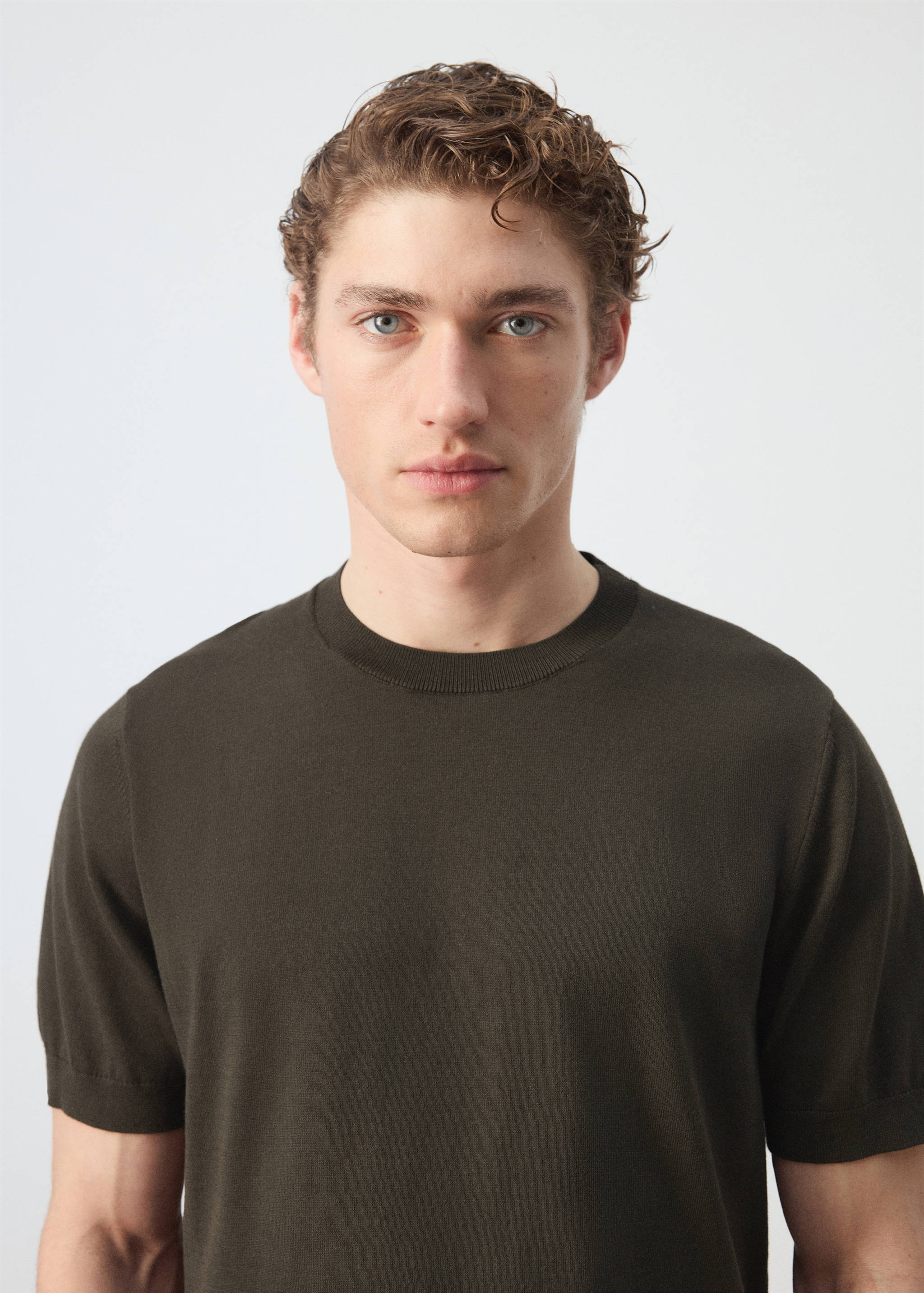 100%纯棉细线针织T恤 - null