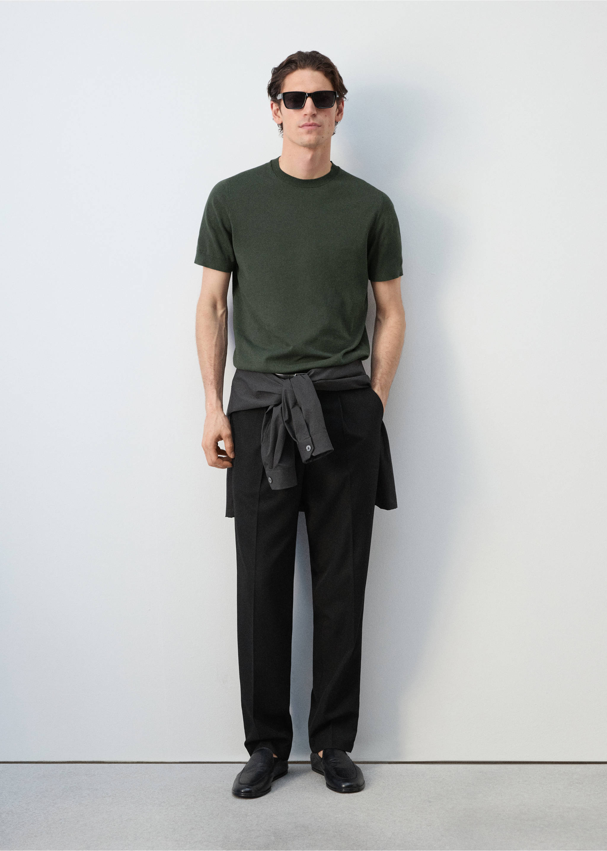 100%纯棉细线针织T恤 - null, 卡其. Ref: 27061281-03.