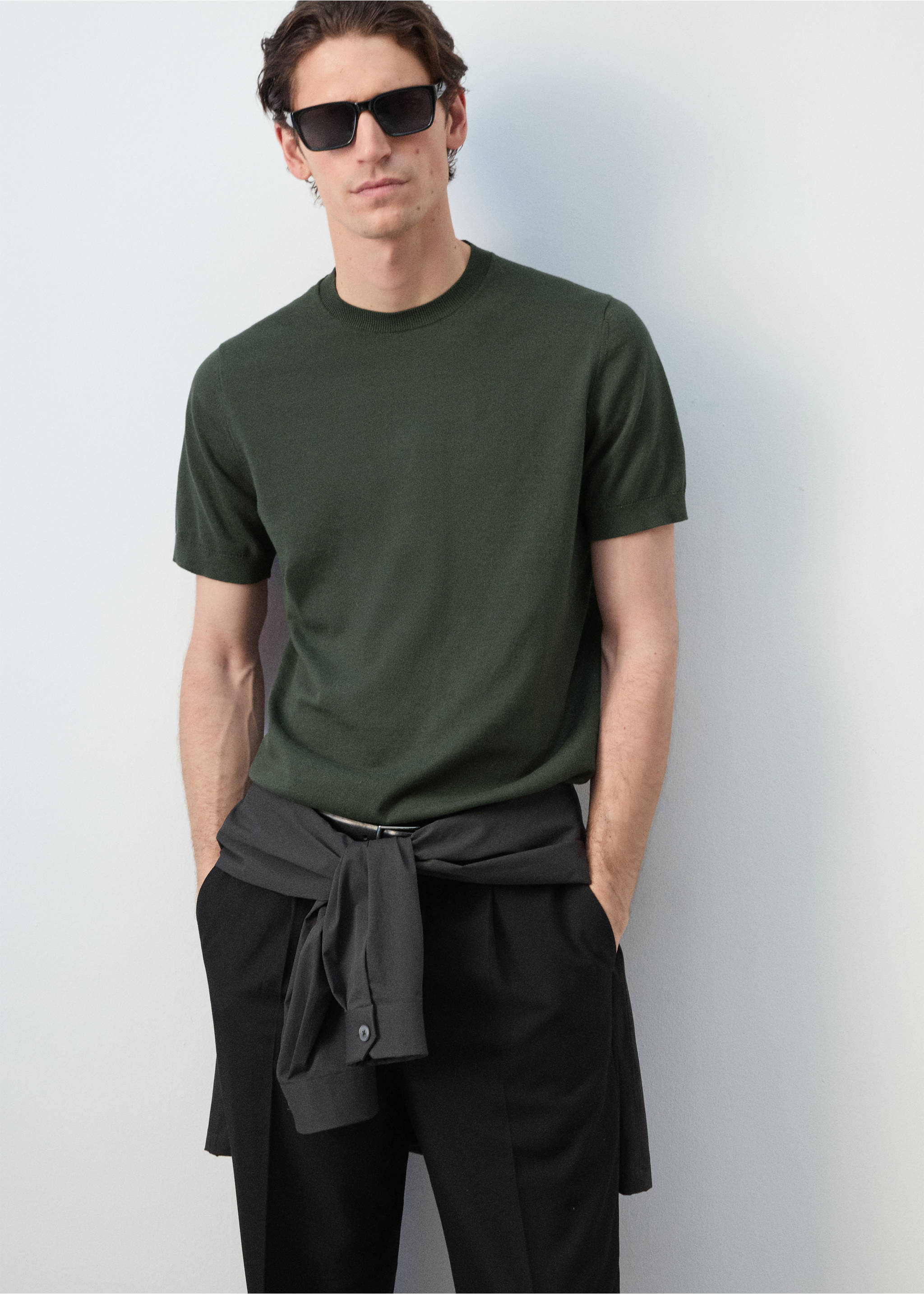 100%纯棉细线针织T恤 - null, 卡其. Ref: 27061281-03.