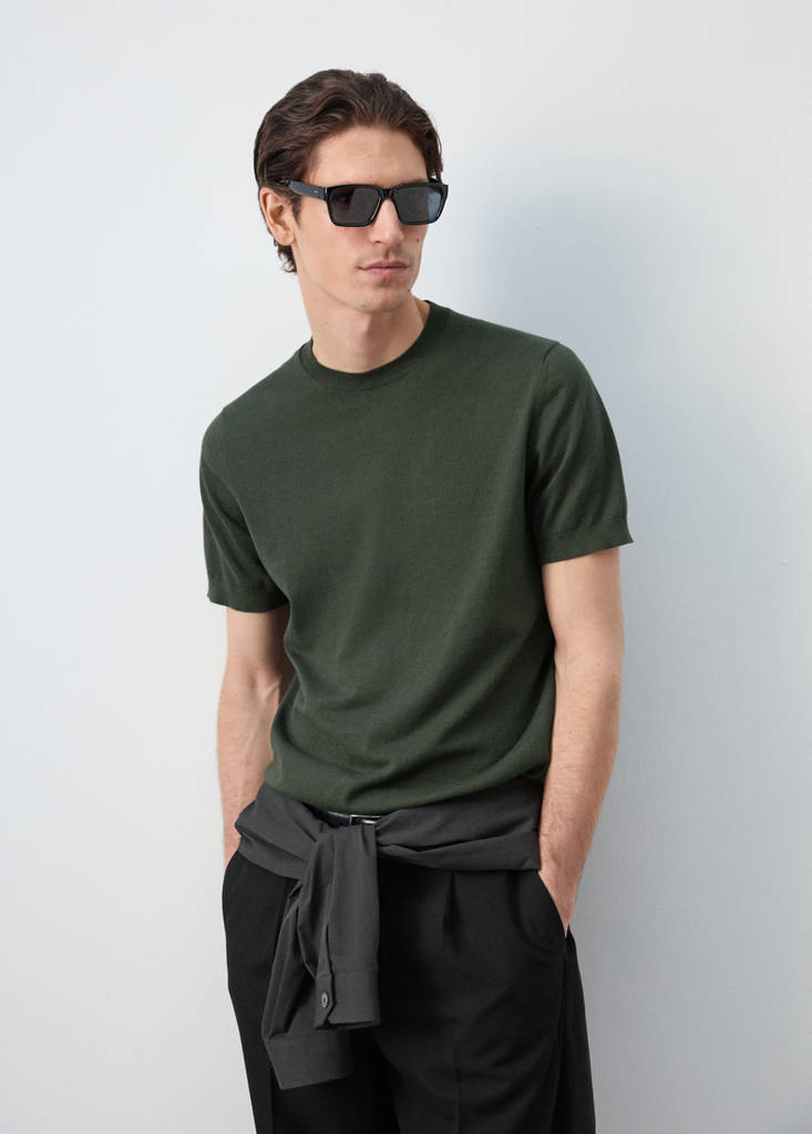 Fine jersey 100% cotton T-shirt — Khaki