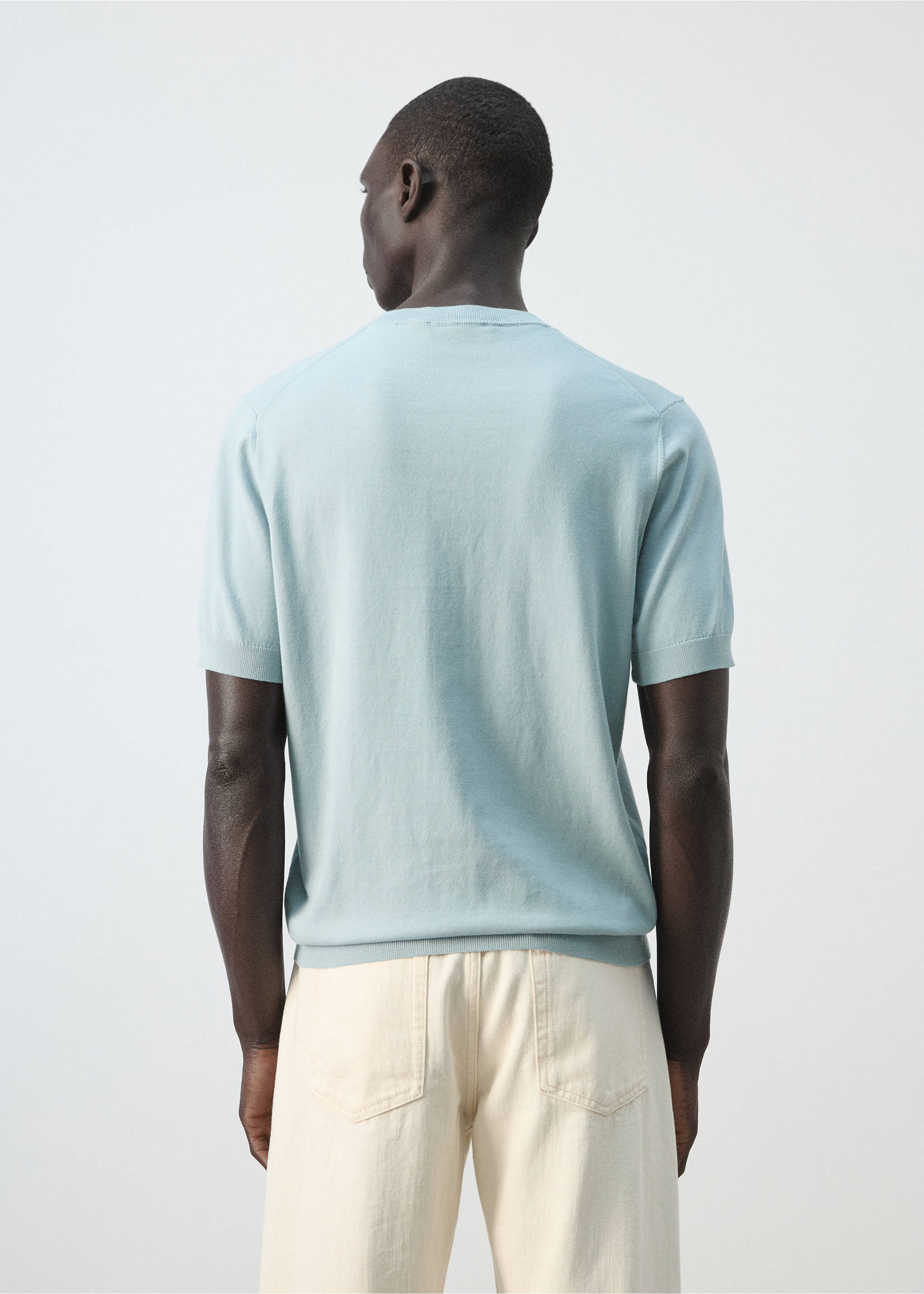 Fine jersey 100% cotton T-shirt - Reverse of the article, Aqua Green. Ref: 27061281-00.
