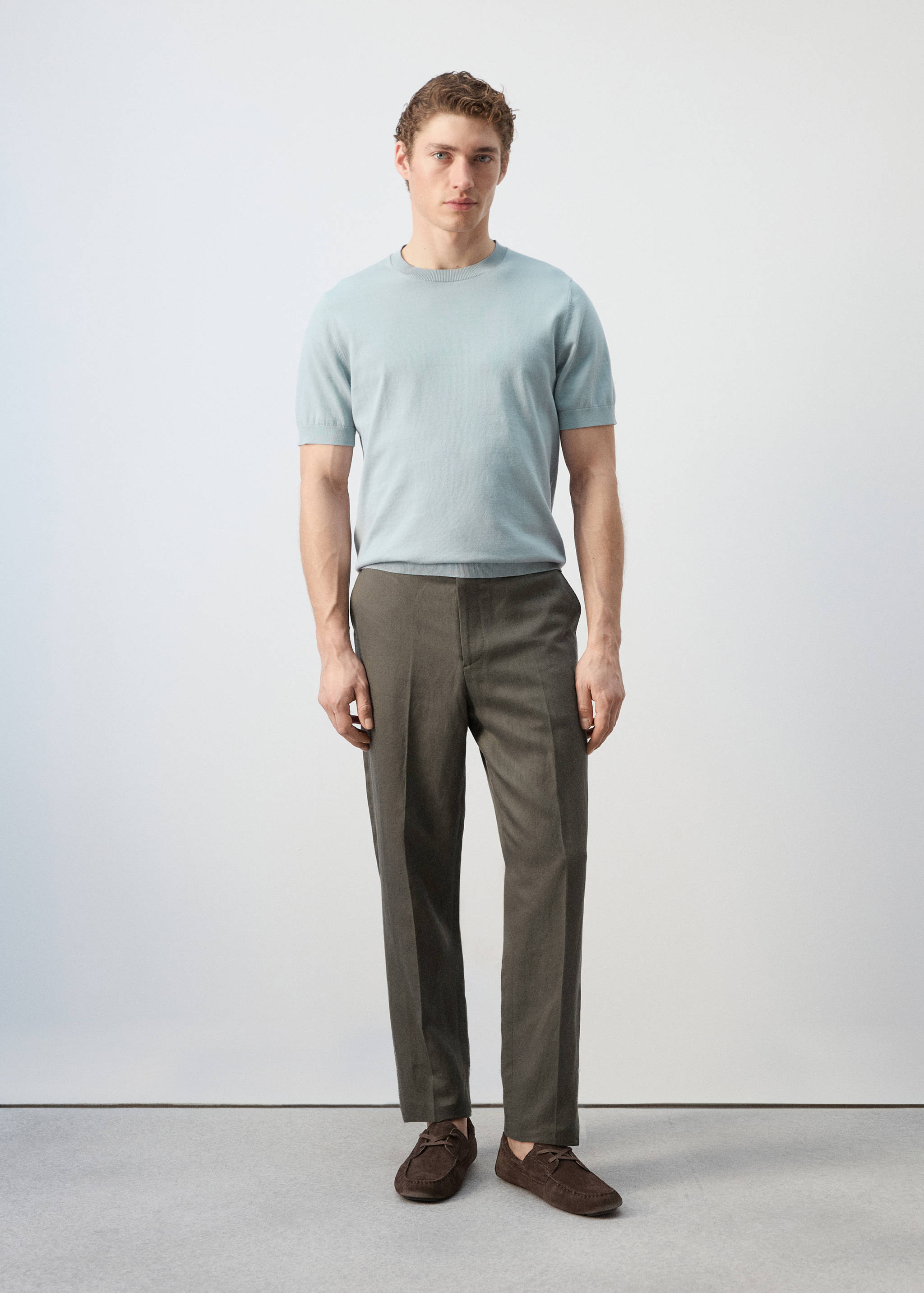 100%纯棉细线针织T恤 - null