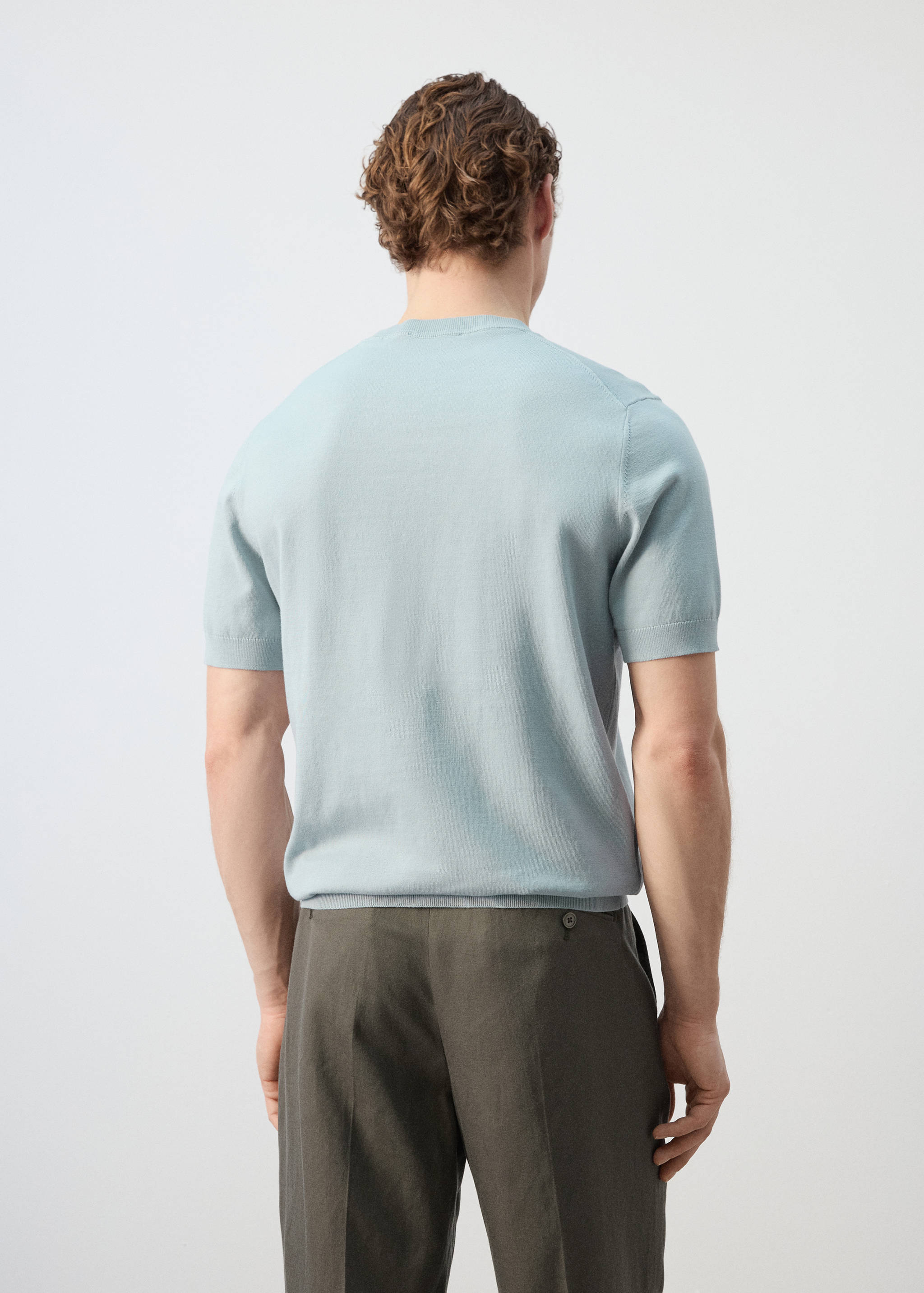 100%纯棉细线针织T恤 - null