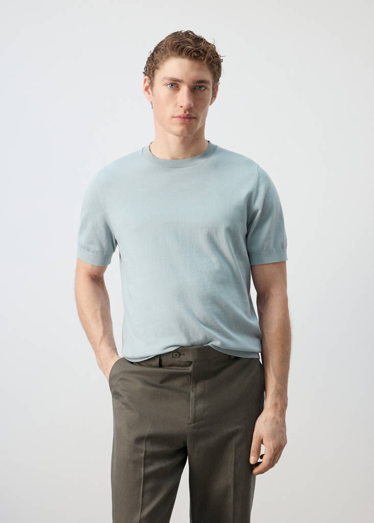Fine jersey 100% cotton T-shirt — Aqua Green