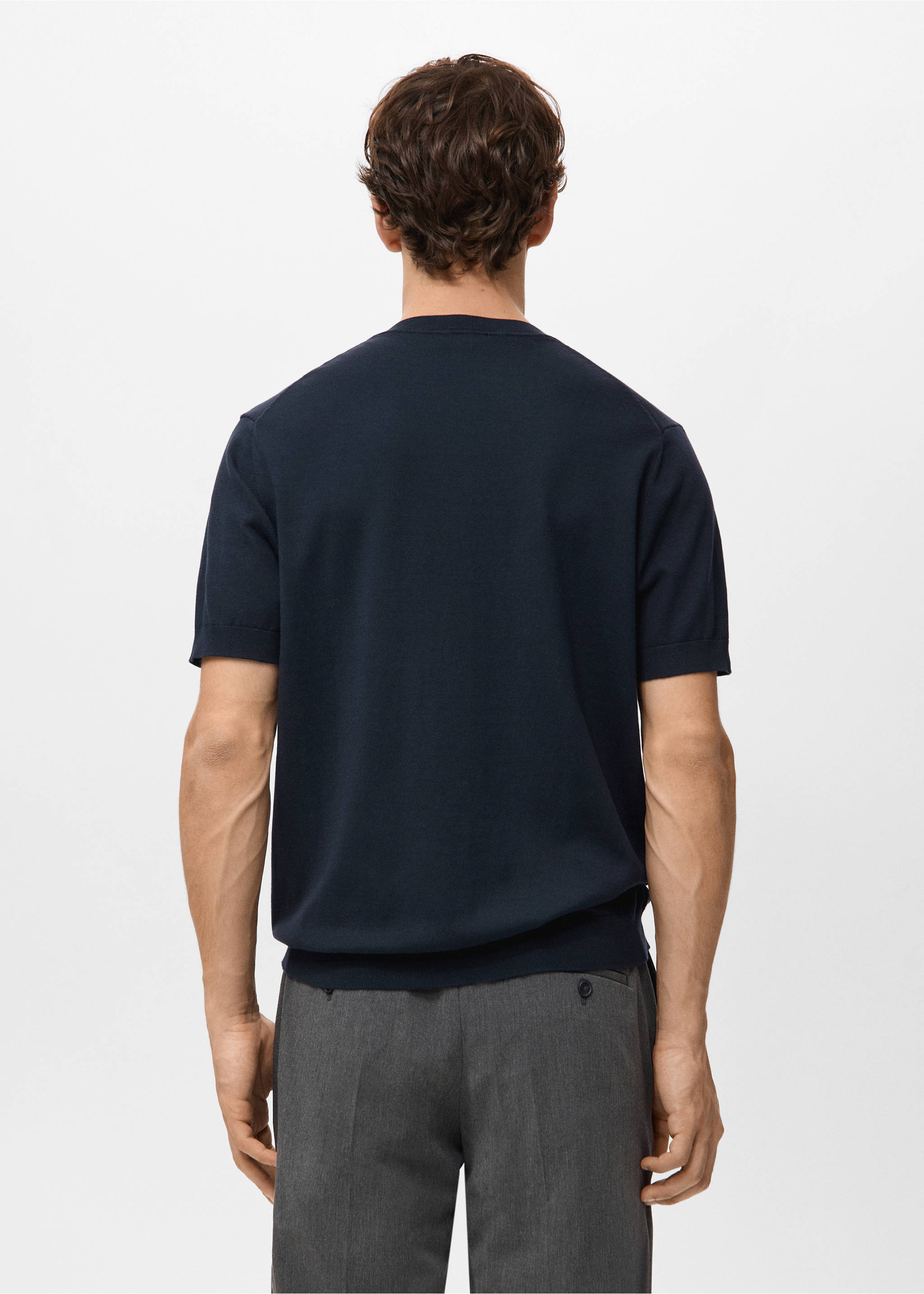 Fine jersey 100% cotton T-shirt - Reverse of the article, Night Blue. Ref: 27061281-00.