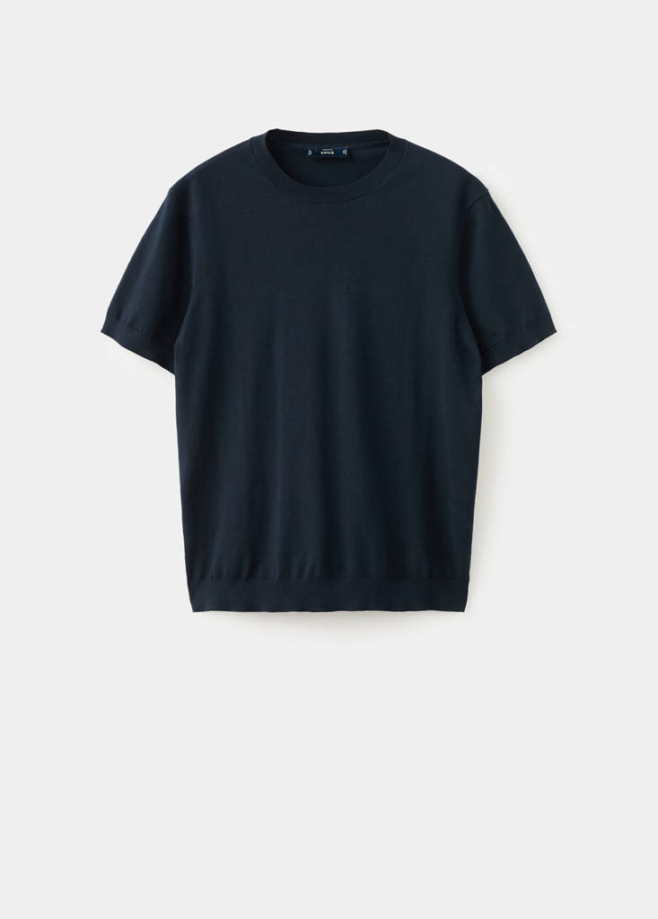 Fine jersey 100% cotton T-shirt — Night Blue