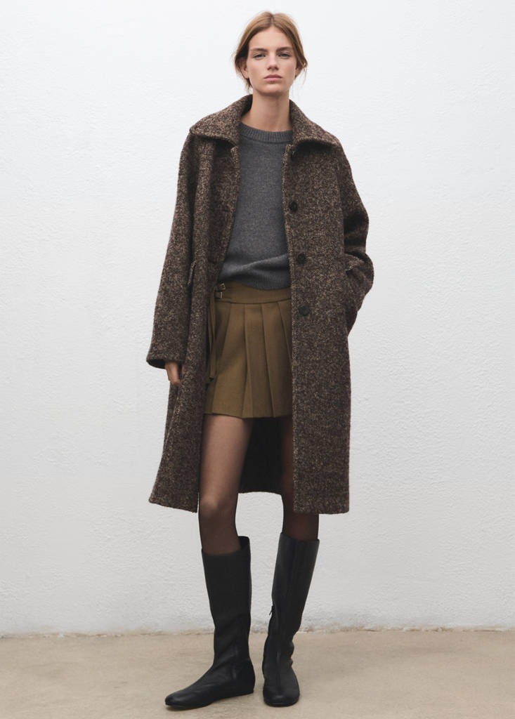Short pleated skirt with buckles — Brown