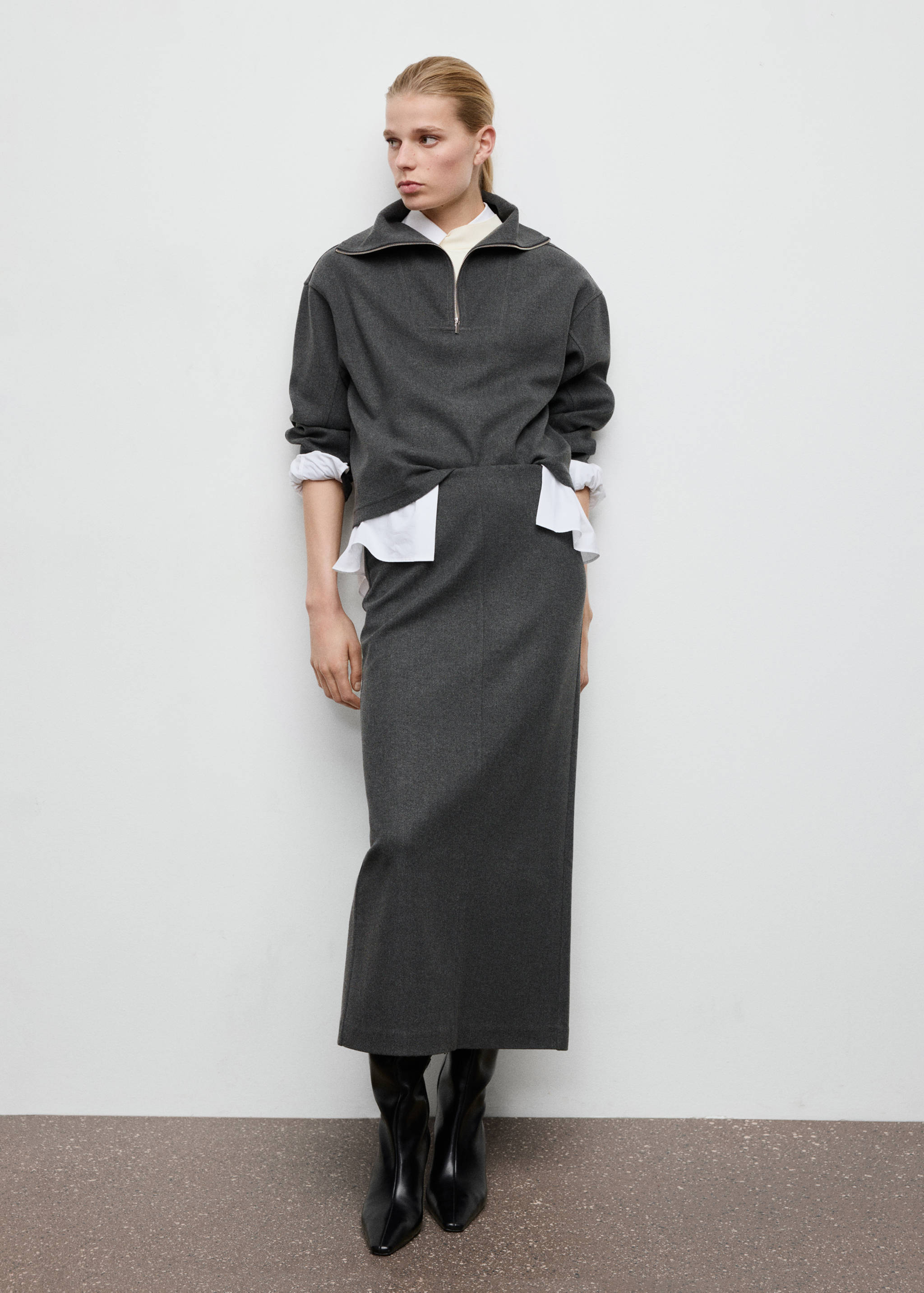 开叉铅笔裙 - null