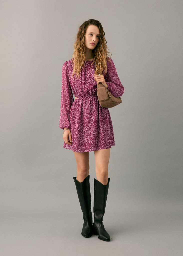 Paisley dress with cut-out — Maroon
