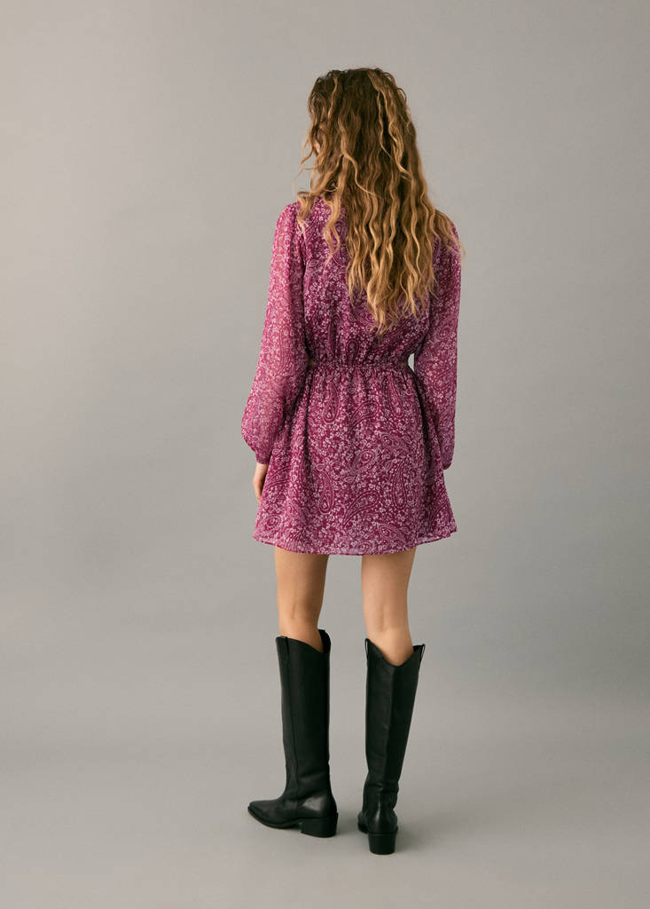 Paisley dress with cut-out — Maroon