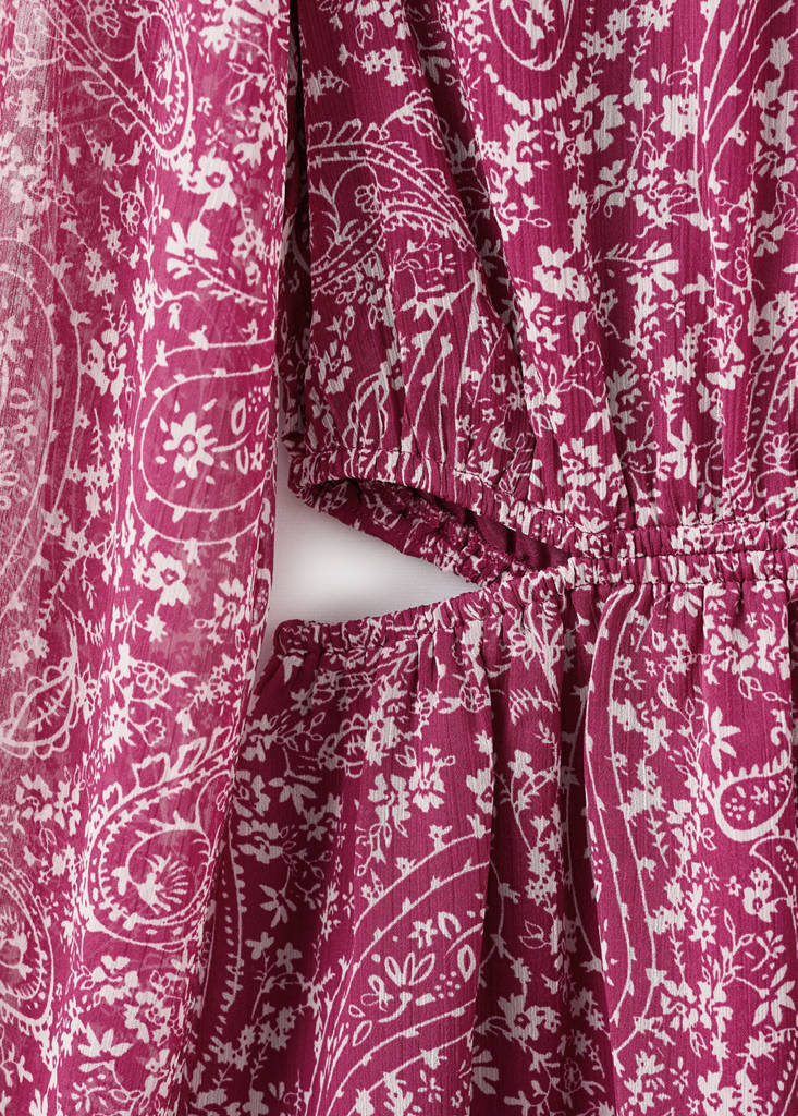 Paisley dress with cut-out — Maroon