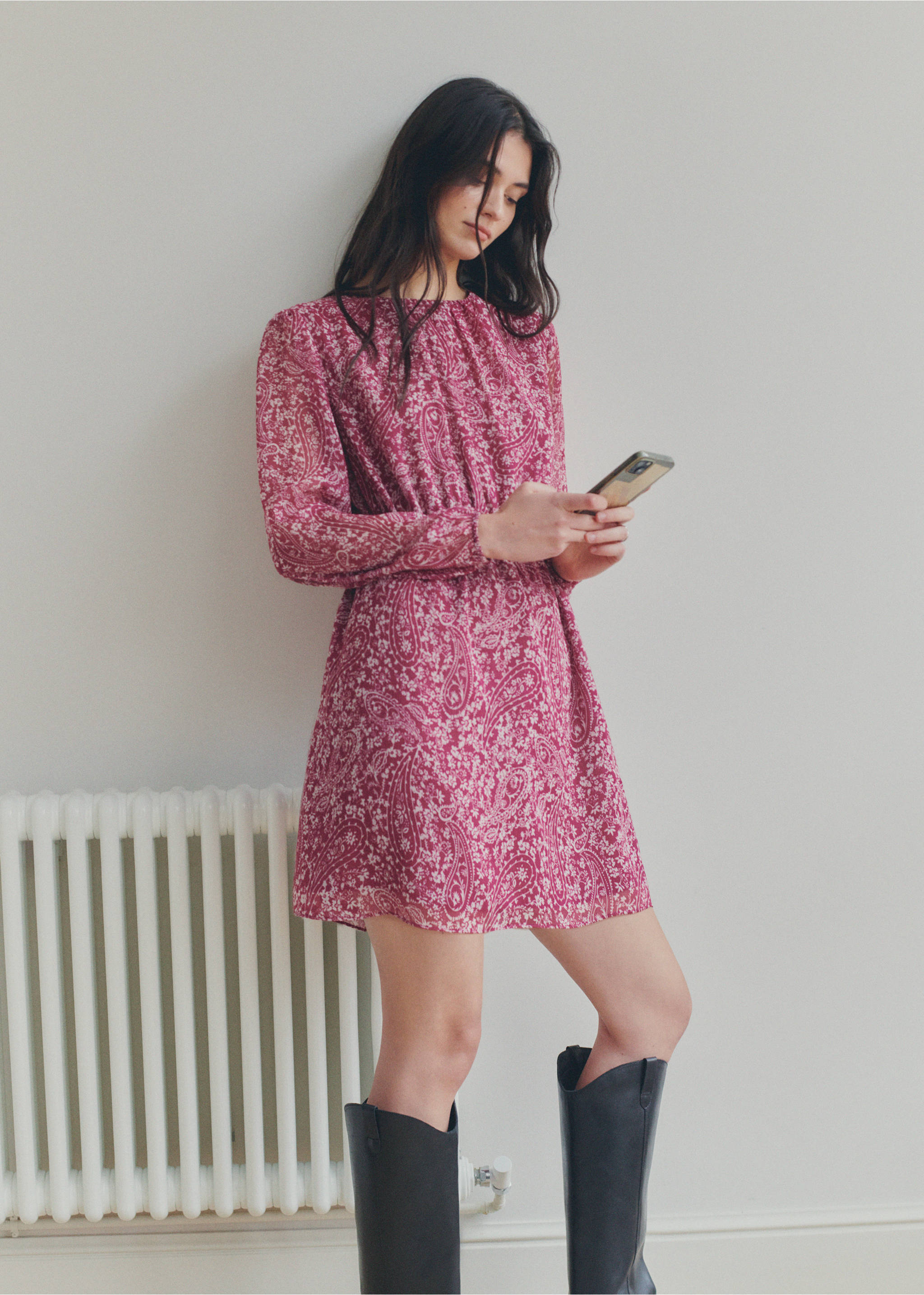 페이즐리 컷아웃 원피스 - 상품 내역: 5, 마룬. Ref: 27061288-00.