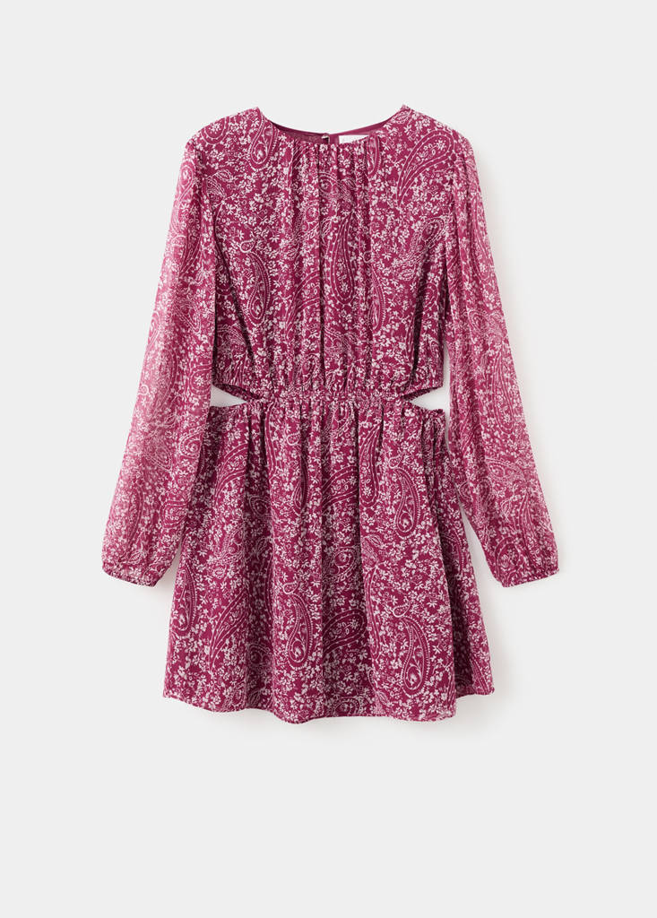 Paisley dress with cut-out — Maroon