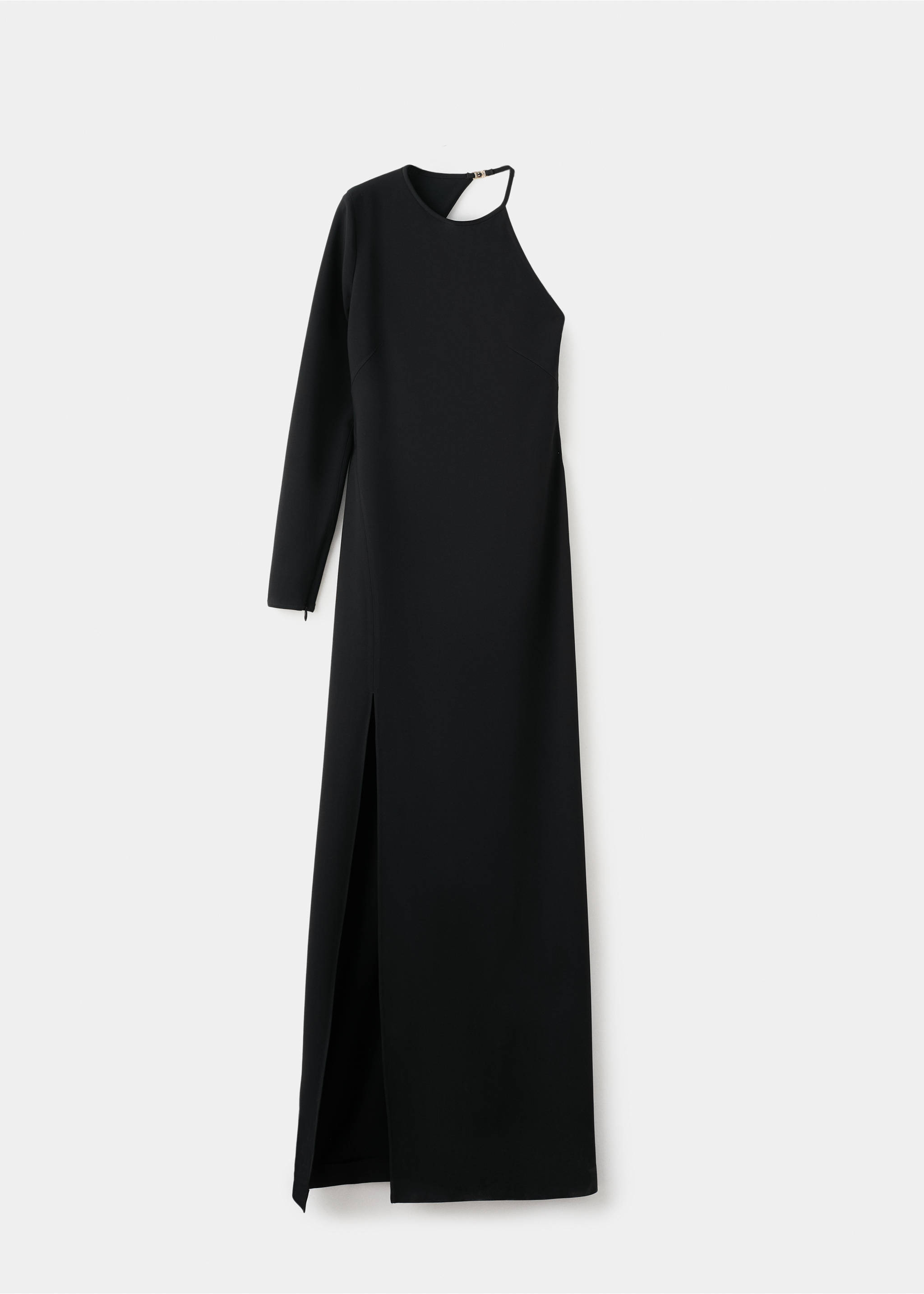 Asymmetrische jurk met open rug - Artikel zonder model, Zwart. Ref: 27061290-00.