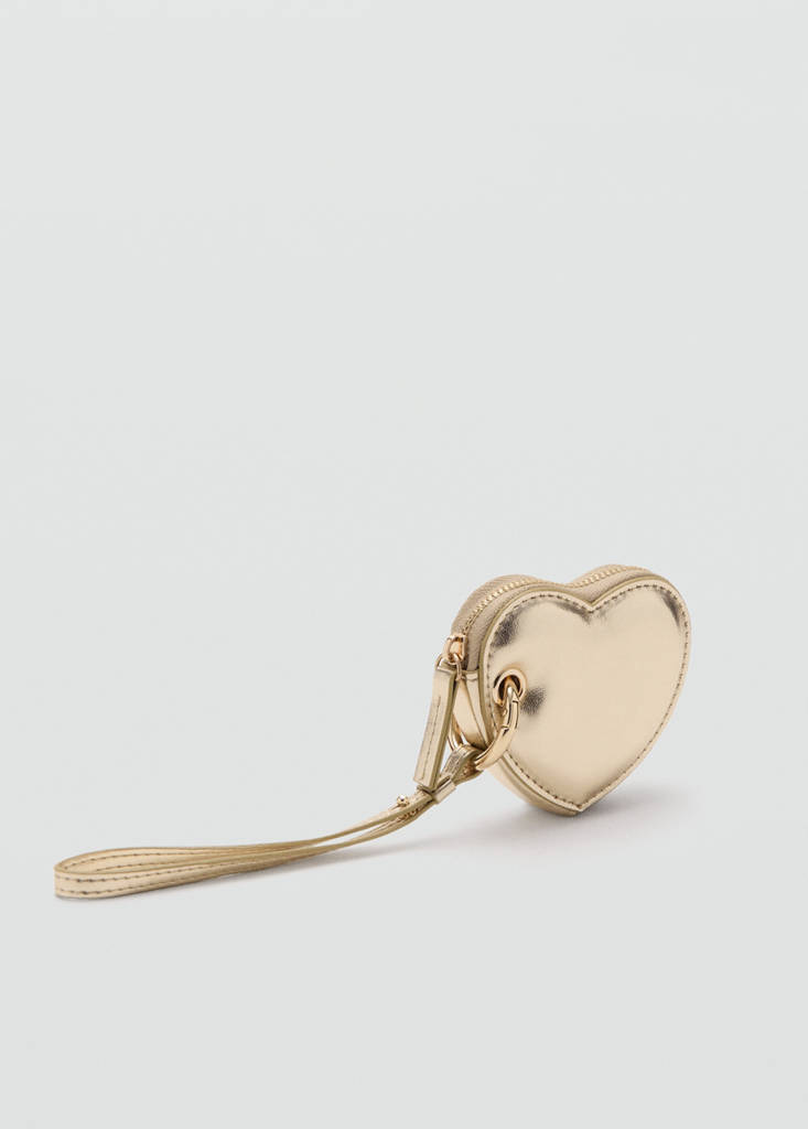 Wallet with heart keychain — Gold