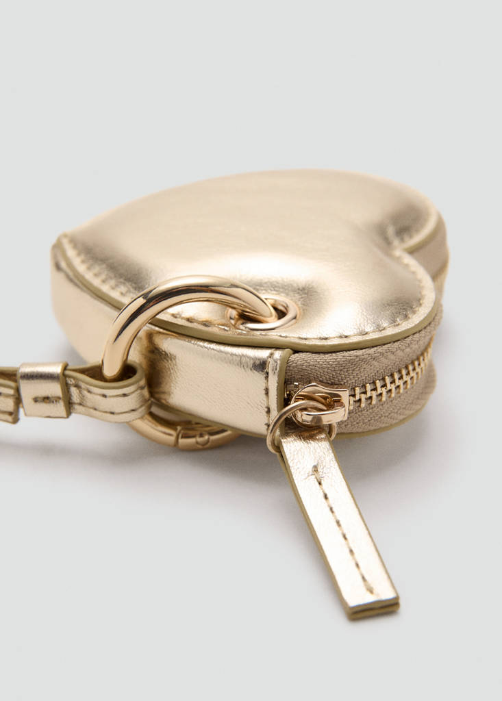 Wallet with heart keychain — Gold