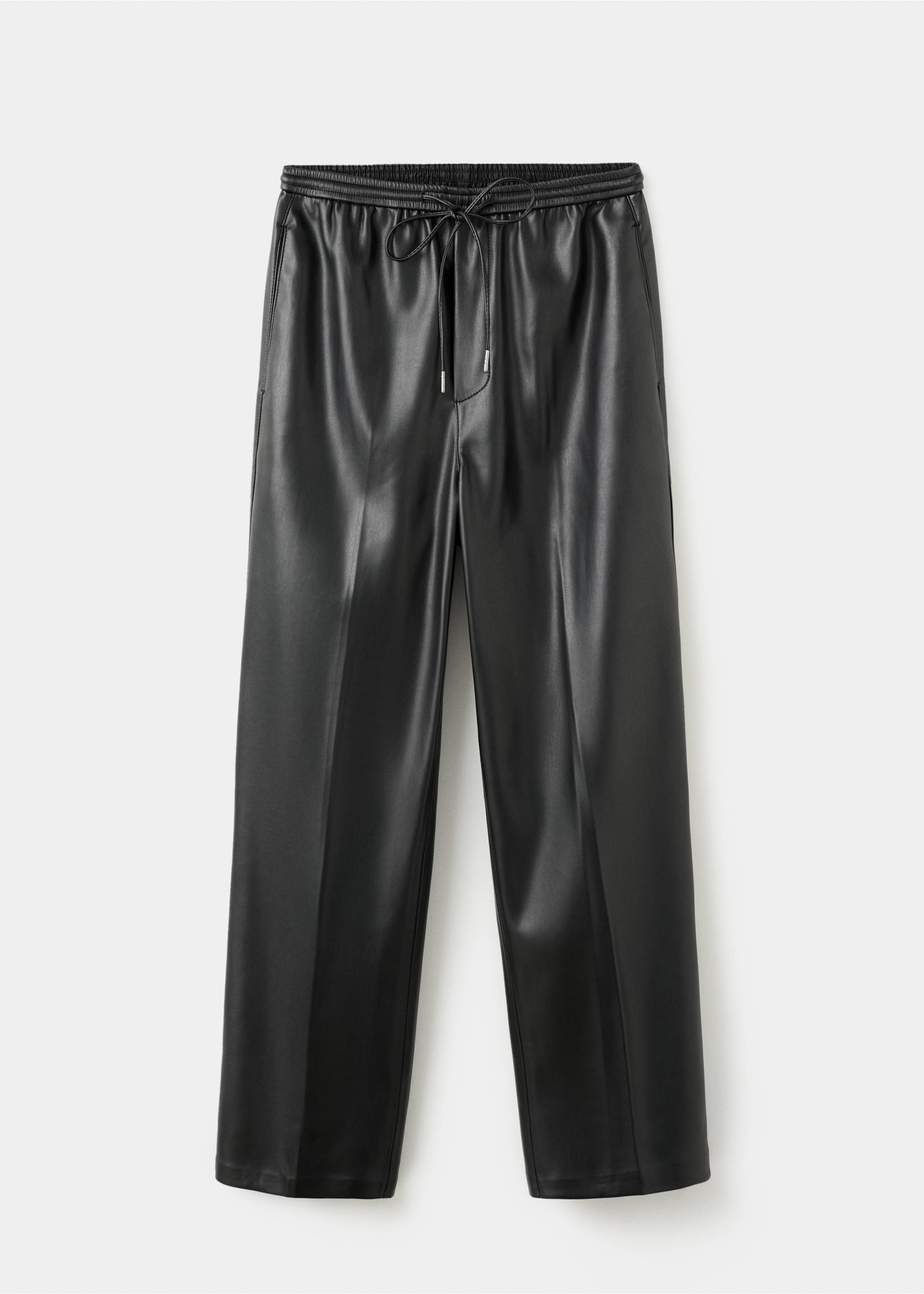 Faux-leather trousers with elastic waist - Article without model, Black. Ref: 27061293-00.
