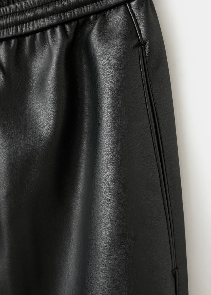 Faux-leather trousers with elastic waist — Black