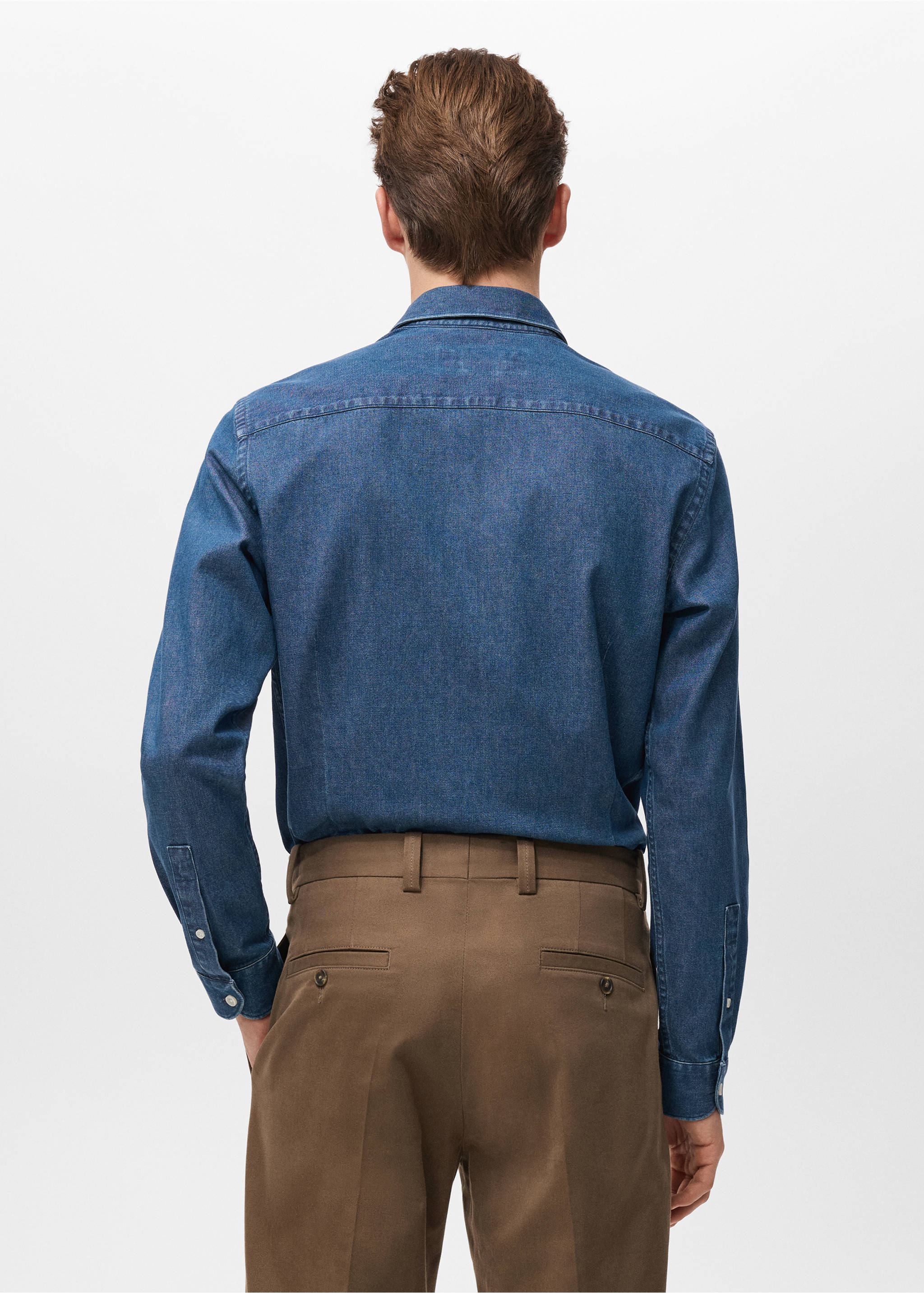Джинсовая рубашка 100% хлопок - Обратная сторона изделия, Синий средний. Ref: 27061294-00.