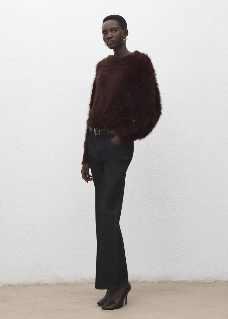 Faux-fur sweater — Brown