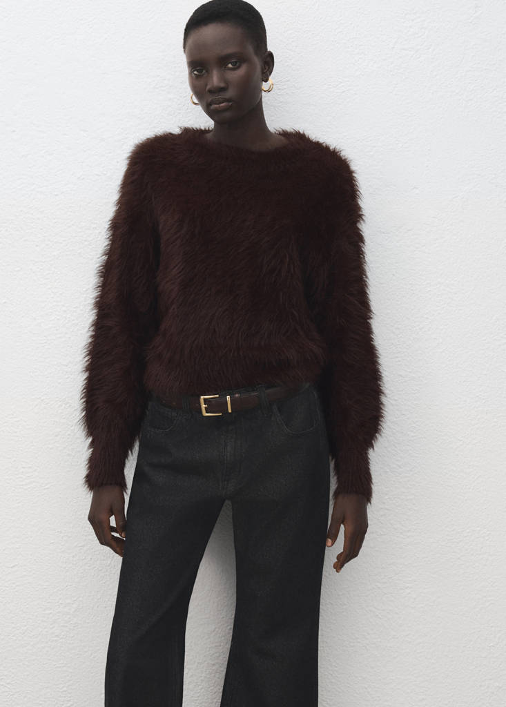 Faux-fur sweater — Brown