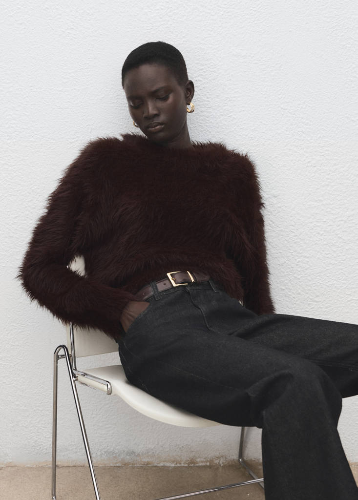 Faux-fur sweater — Brown