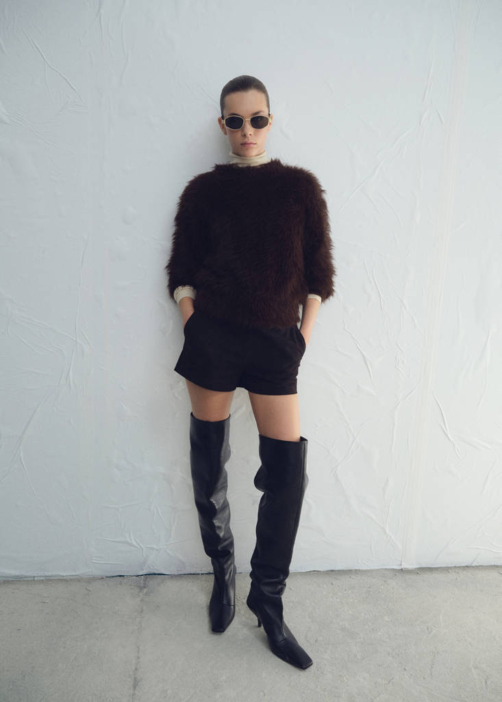 Faux-fur sweater — Brown