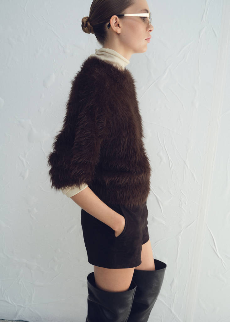 Faux-fur sweater — Brown