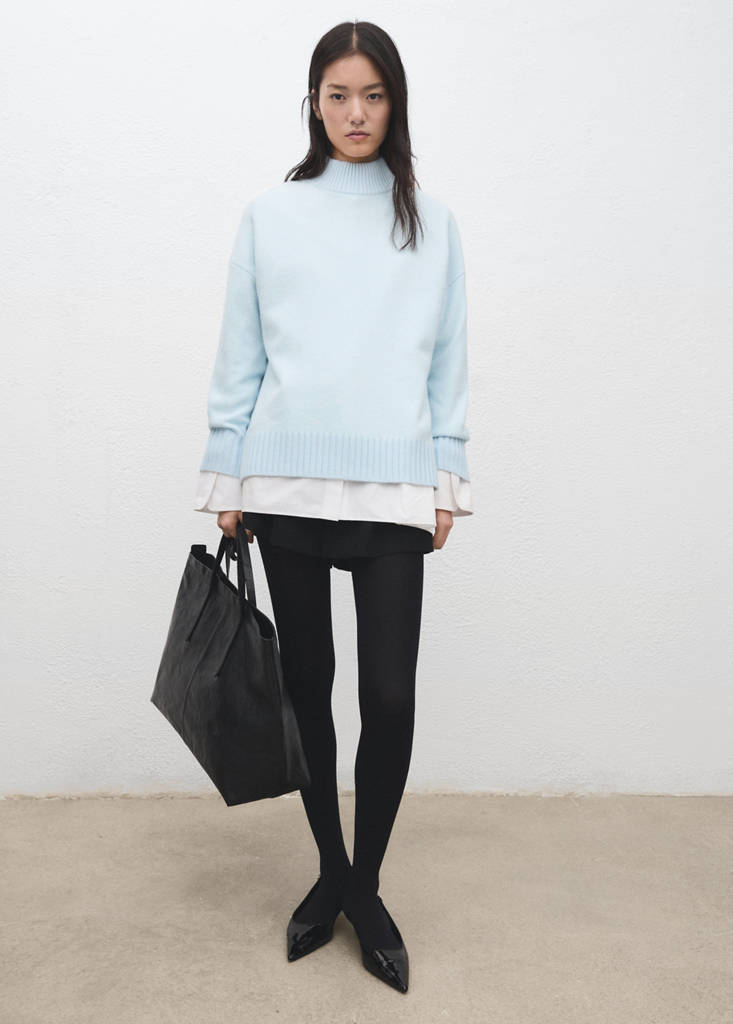 Knitted sweater with openings — Sky Blue