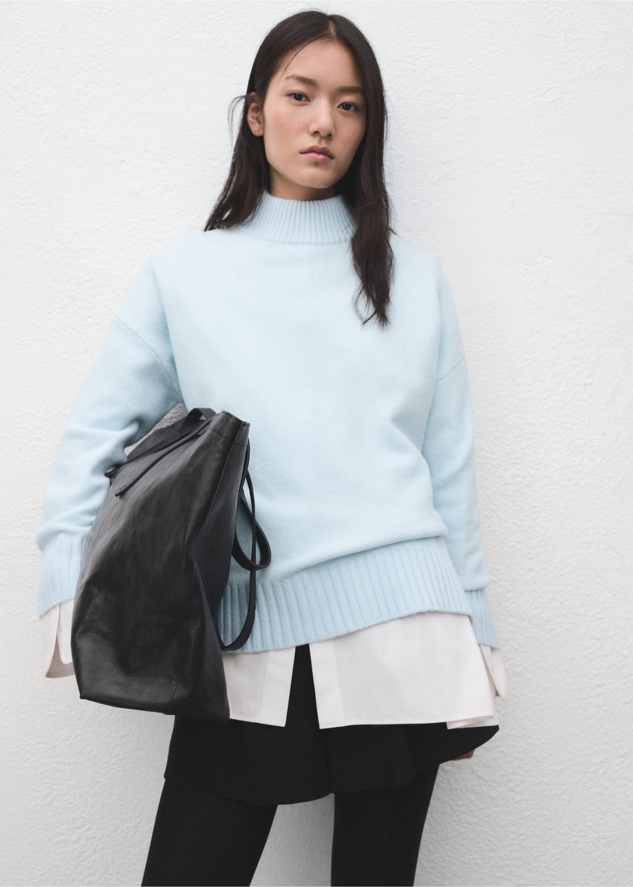 Pull-over maille ouvertures - Plan moyen, Bleu ciel. Ref: 27061303-00.