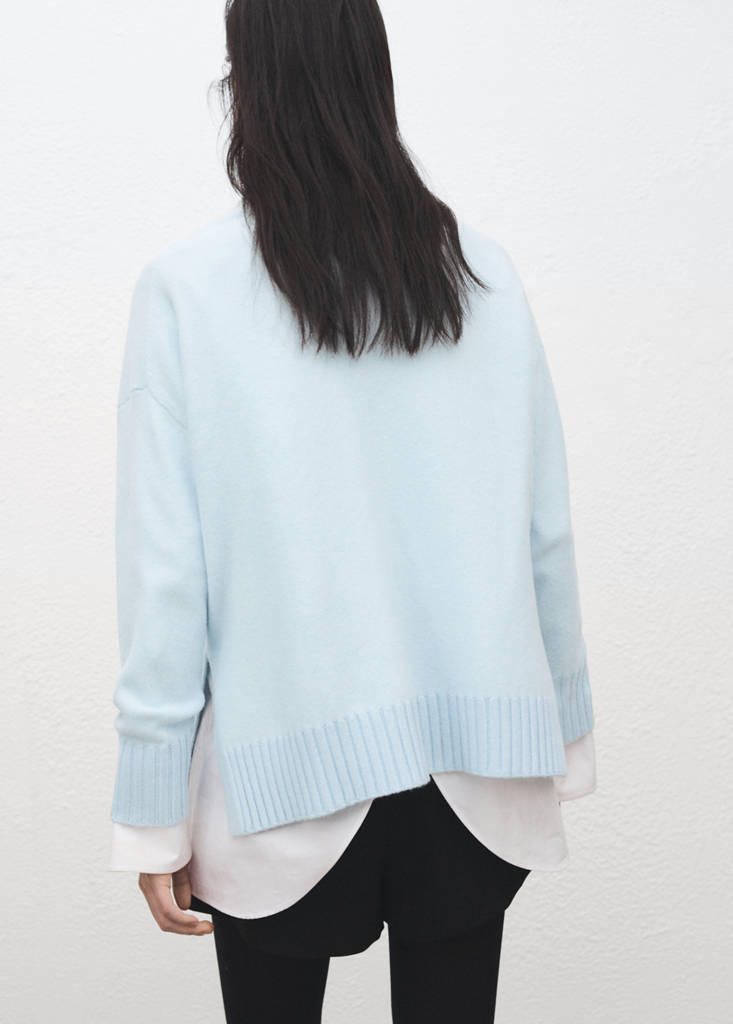 Knitted sweater with openings — Sky Blue
