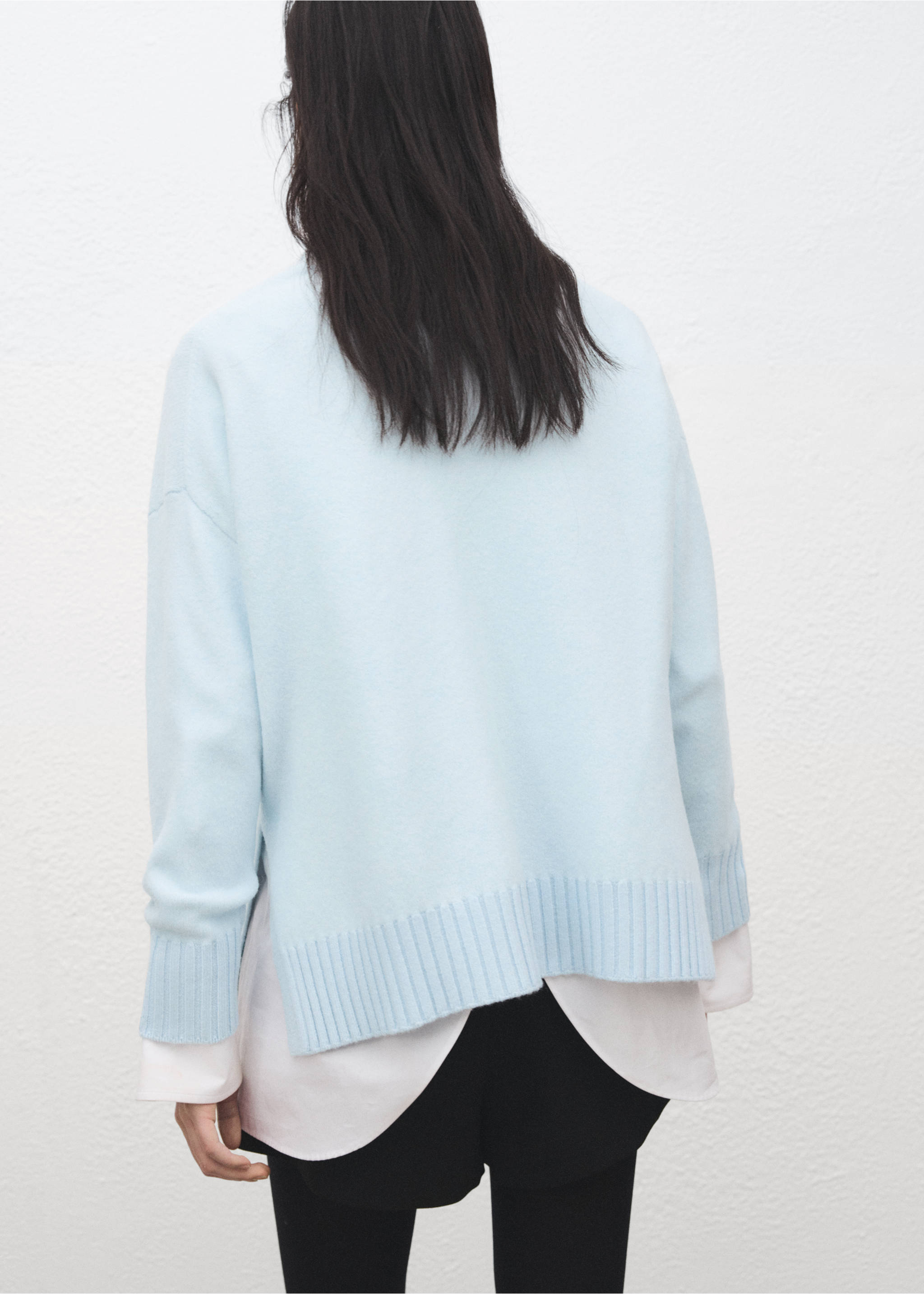 Pull-over maille ouvertures - Verso de l’article, Bleu ciel. Ref: 27061303-00.