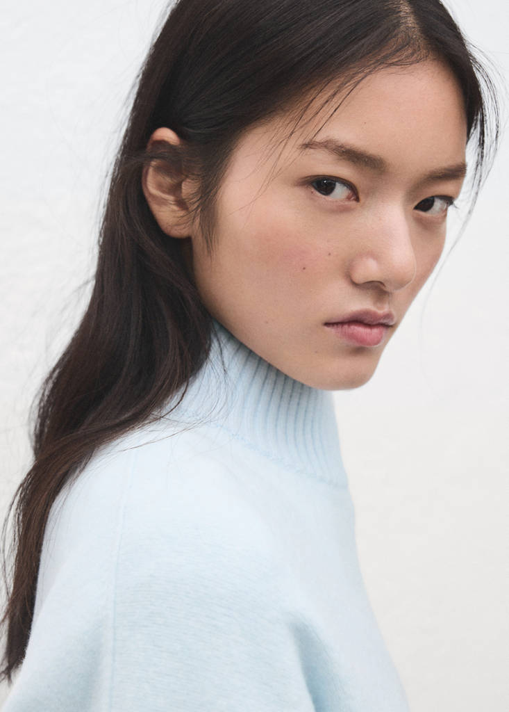 Knitted sweater with openings — Sky Blue