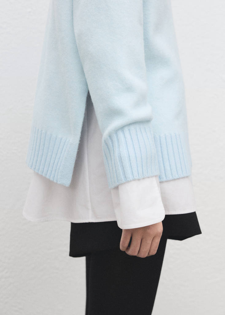 Knitted sweater with openings — Sky Blue