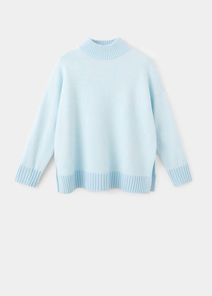 Knitted sweater with openings — Sky Blue