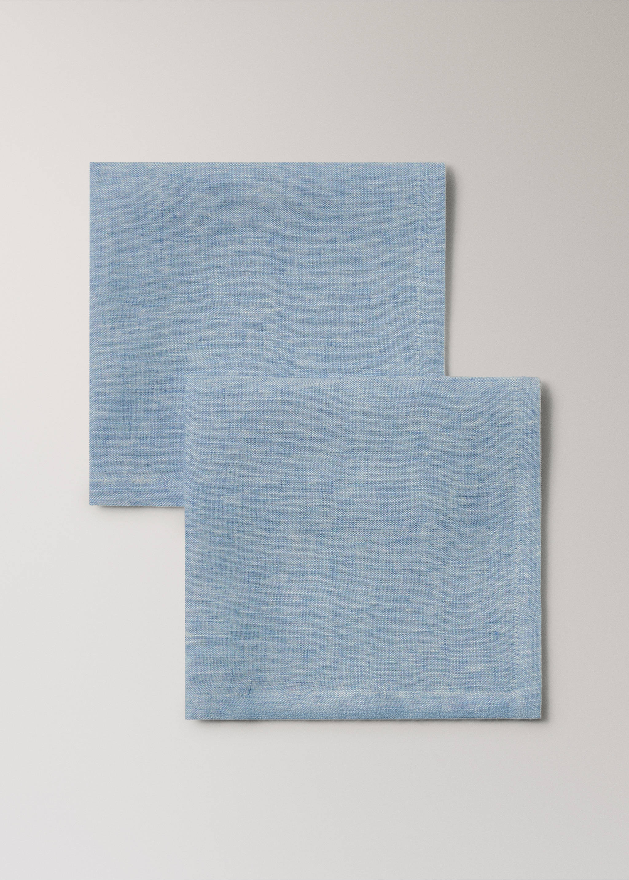 100% linen napkins with a melange effect - Details of the article 1, Blue. Ref: 27061310-00.