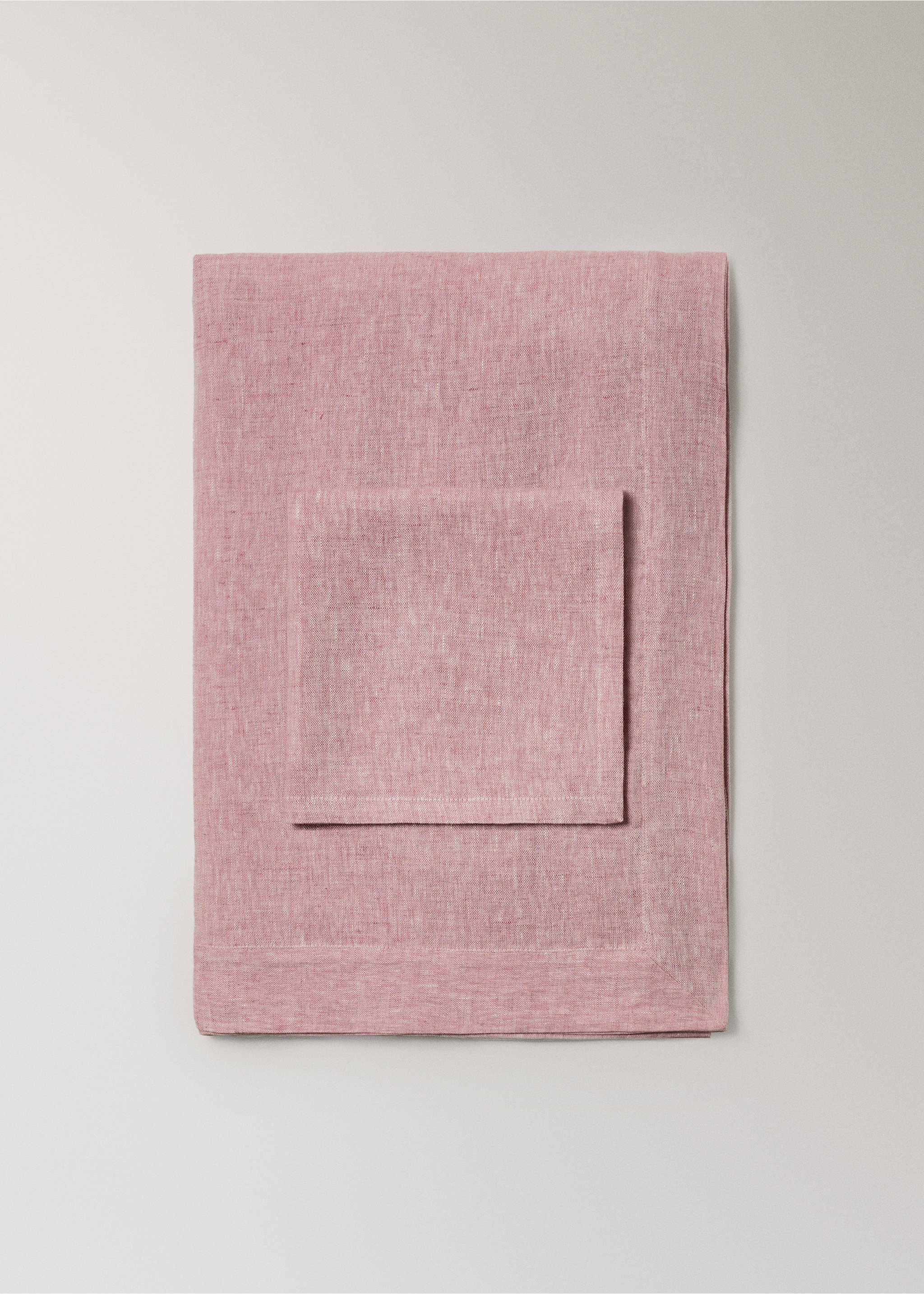 100% linen napkins with a melange effect - Details of the article 3, Pink. Ref: 27061310-00.
