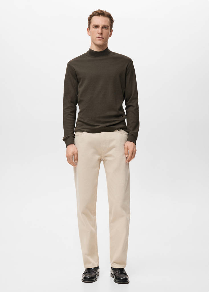 Perkins-neck long-sleeved t-shirt — Chocolate